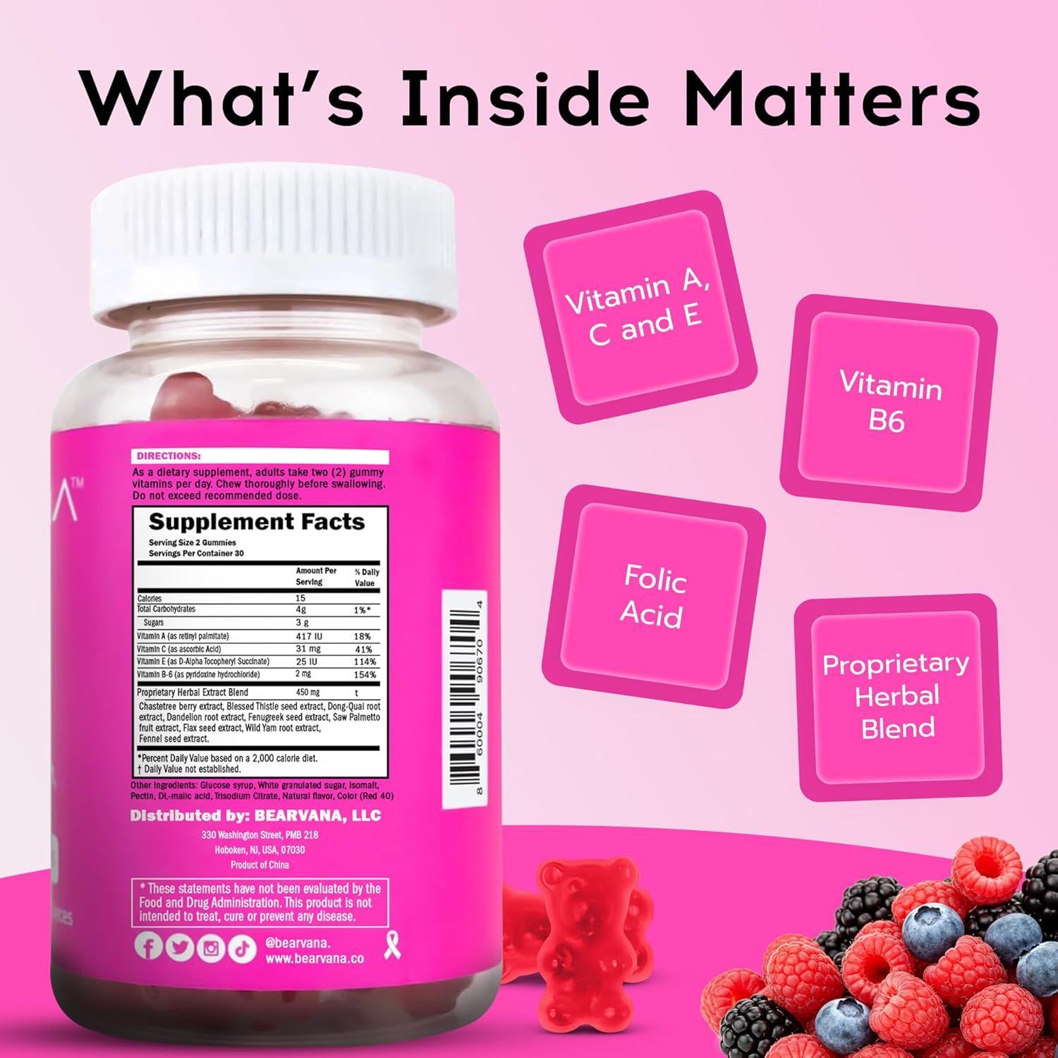 Gominolas Bearvana para Mujeres | Soporte Superior | 60 Unidades