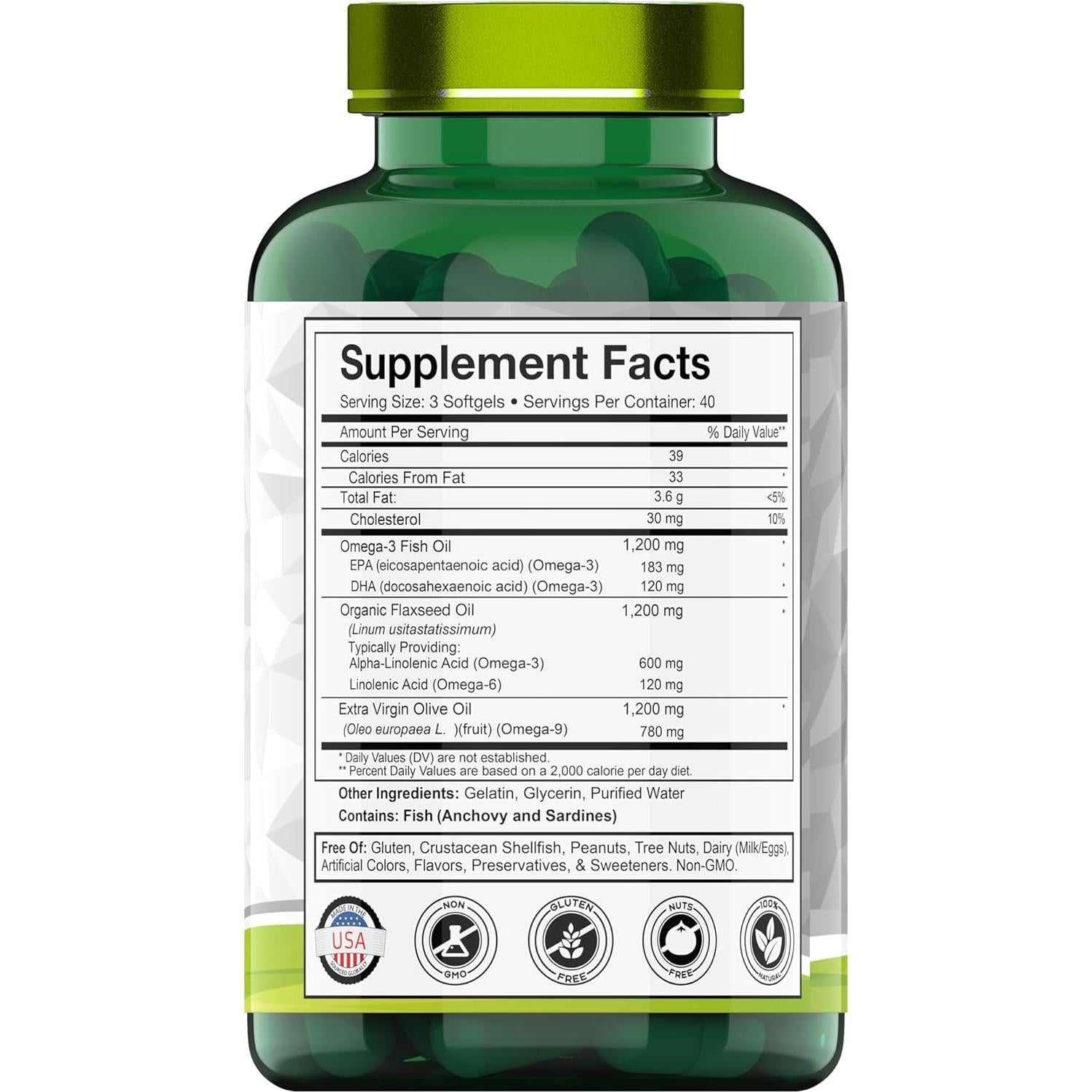 Suplemento Omega 3-6-9 TNVitamins 3600mg 120 Softgels