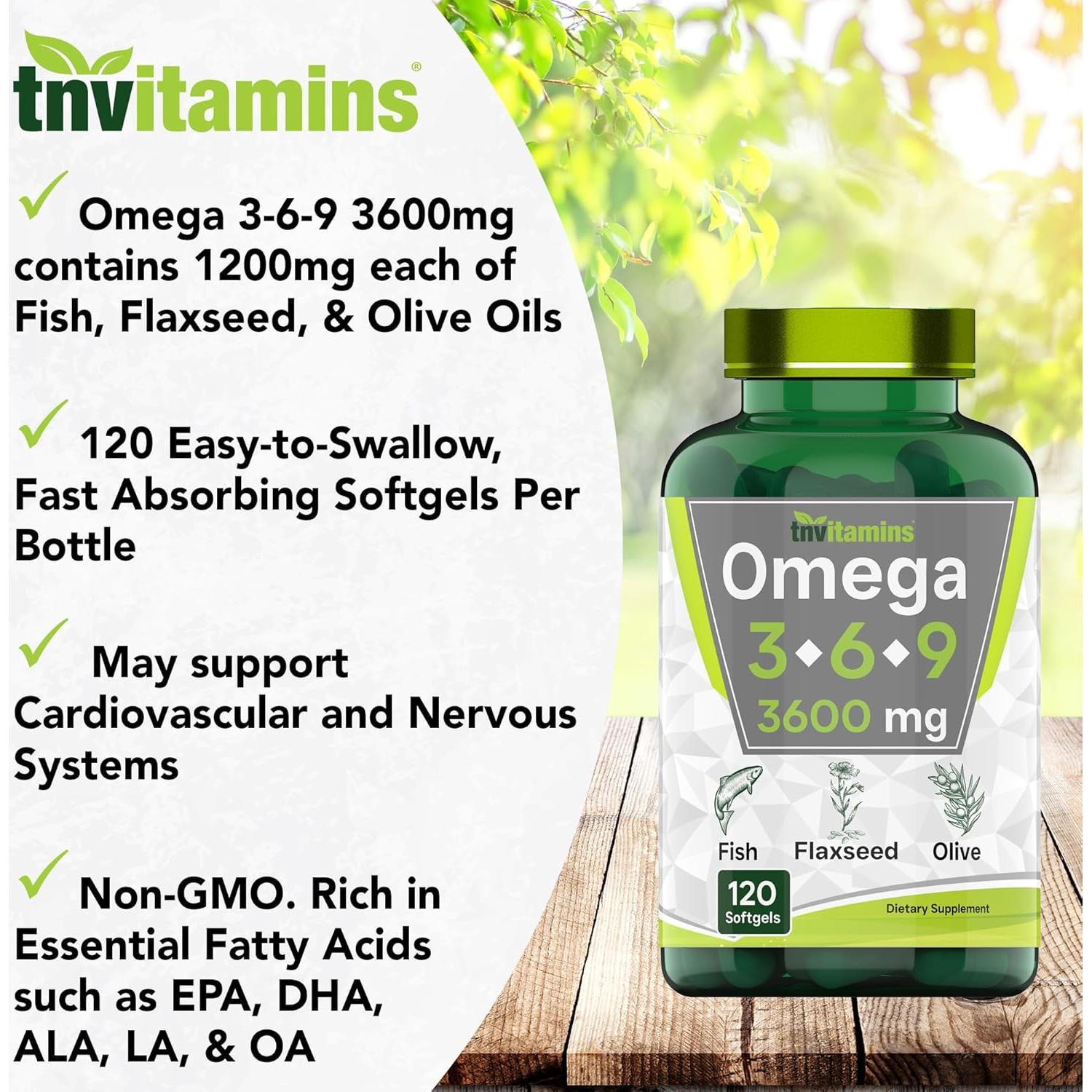 Suplemento Omega 3-6-9 TNVitamins 3600mg 120 Softgels