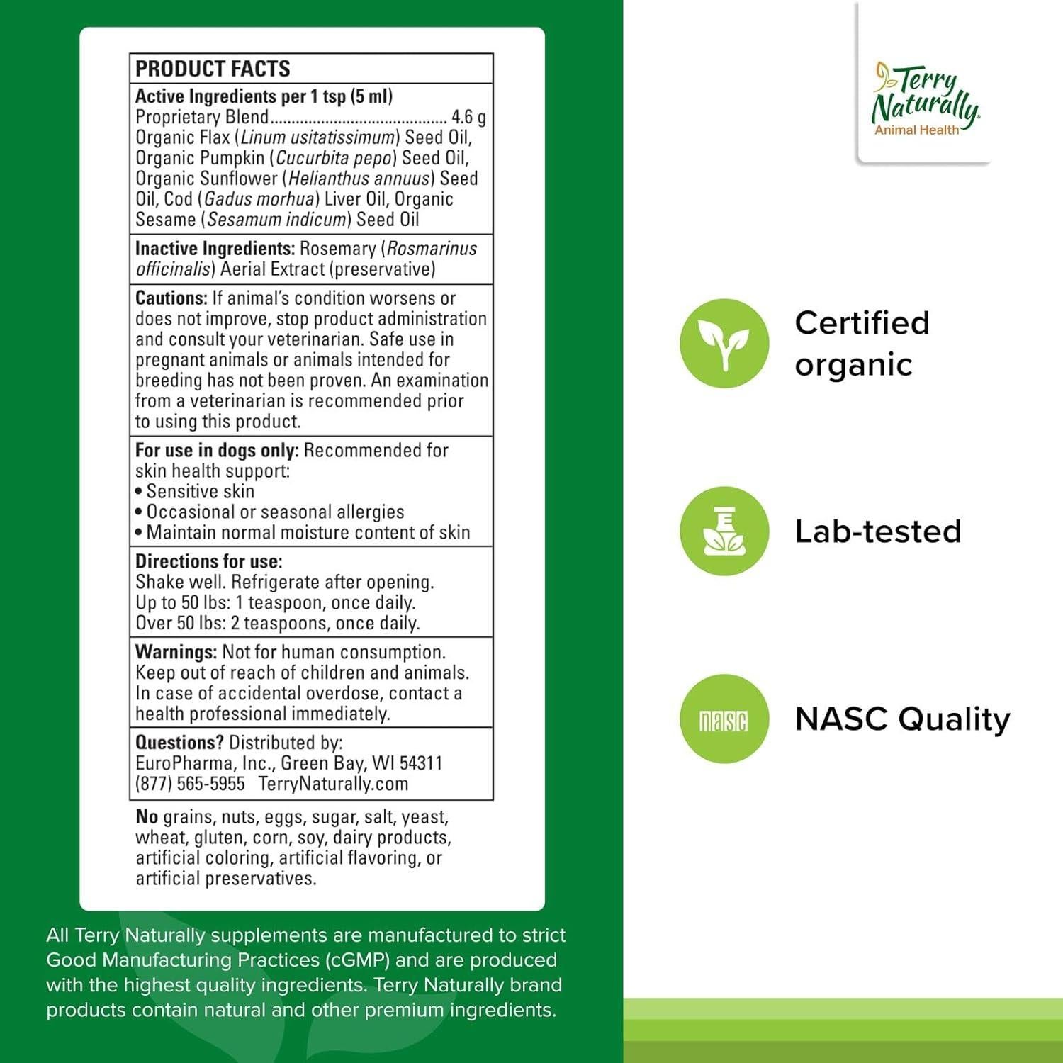 Suplemento Terry Naturally Omega para Salud de Piel Canina 236 ml