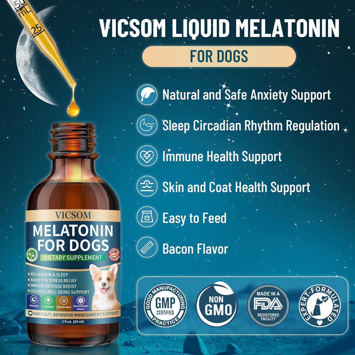 Melatonina Líquida para Perros VICSOM 60ml - Sueño y Calma