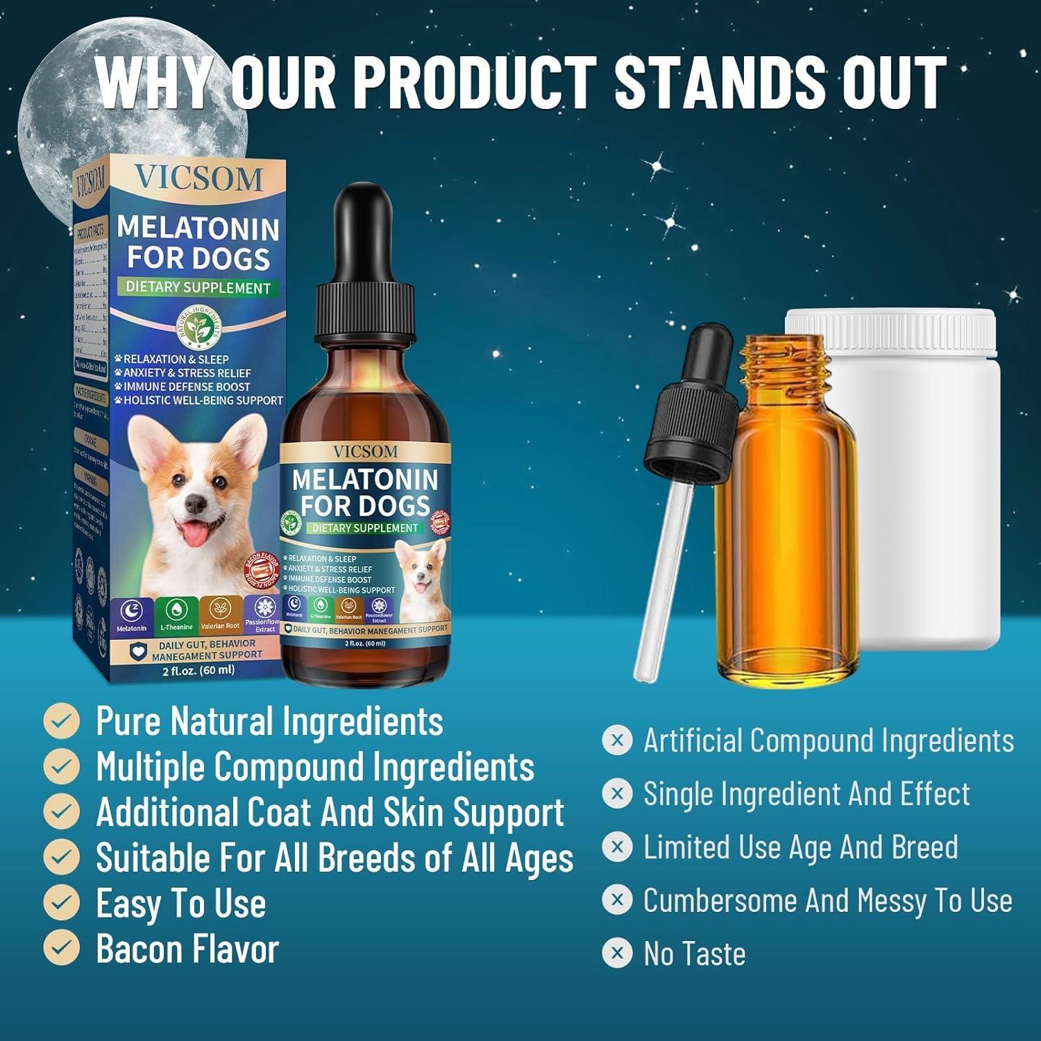 Melatonina Líquida para Perros VICSOM 60ml - Sueño y Calma