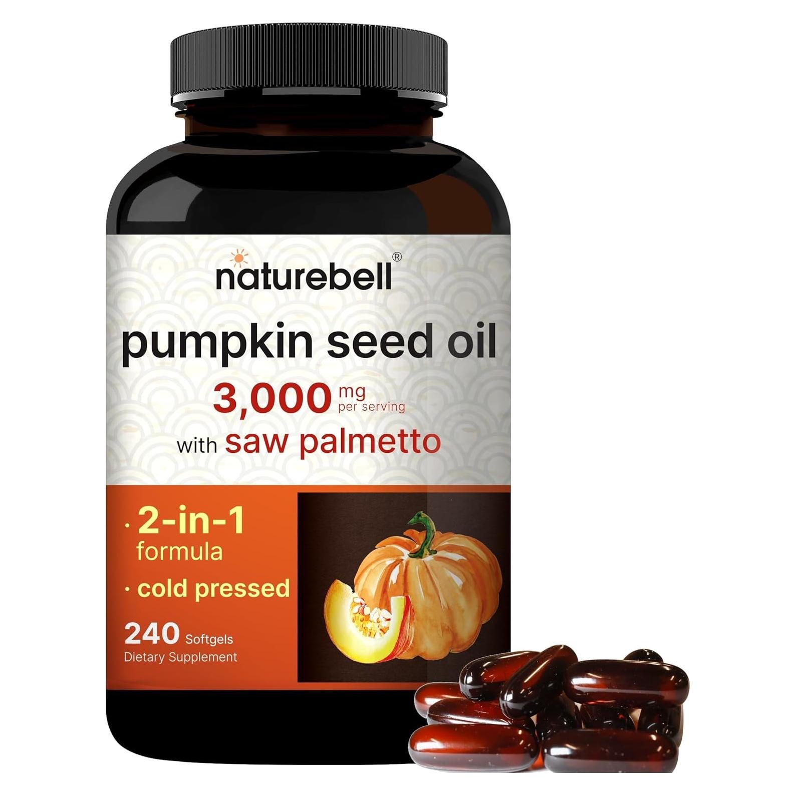 Aceite de Semilla de Calabaza Virgen NatureBell 3000mg 240 Gelatinas