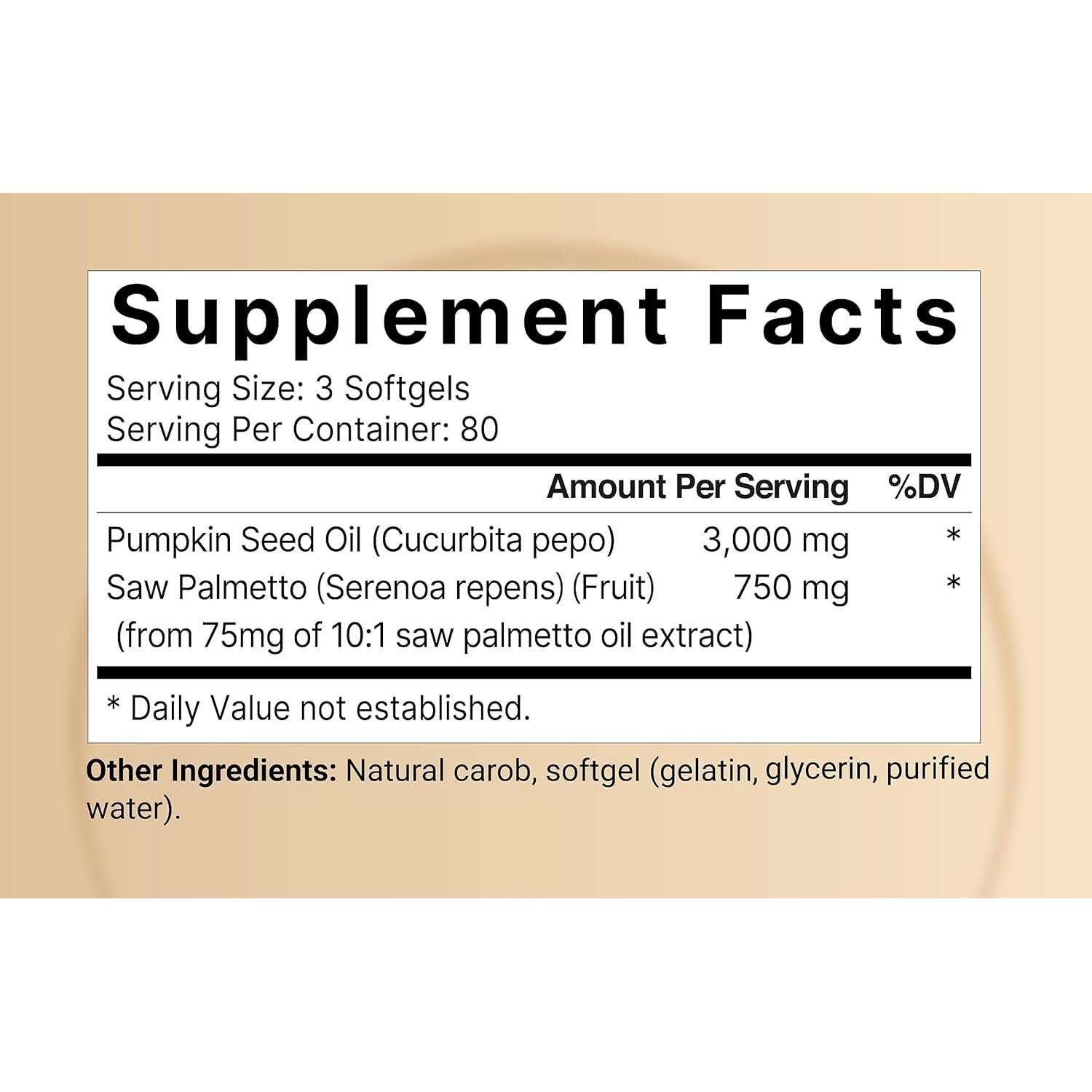 Aceite de Semilla de Calabaza Virgen NatureBell 3000mg 240 Gelatinas