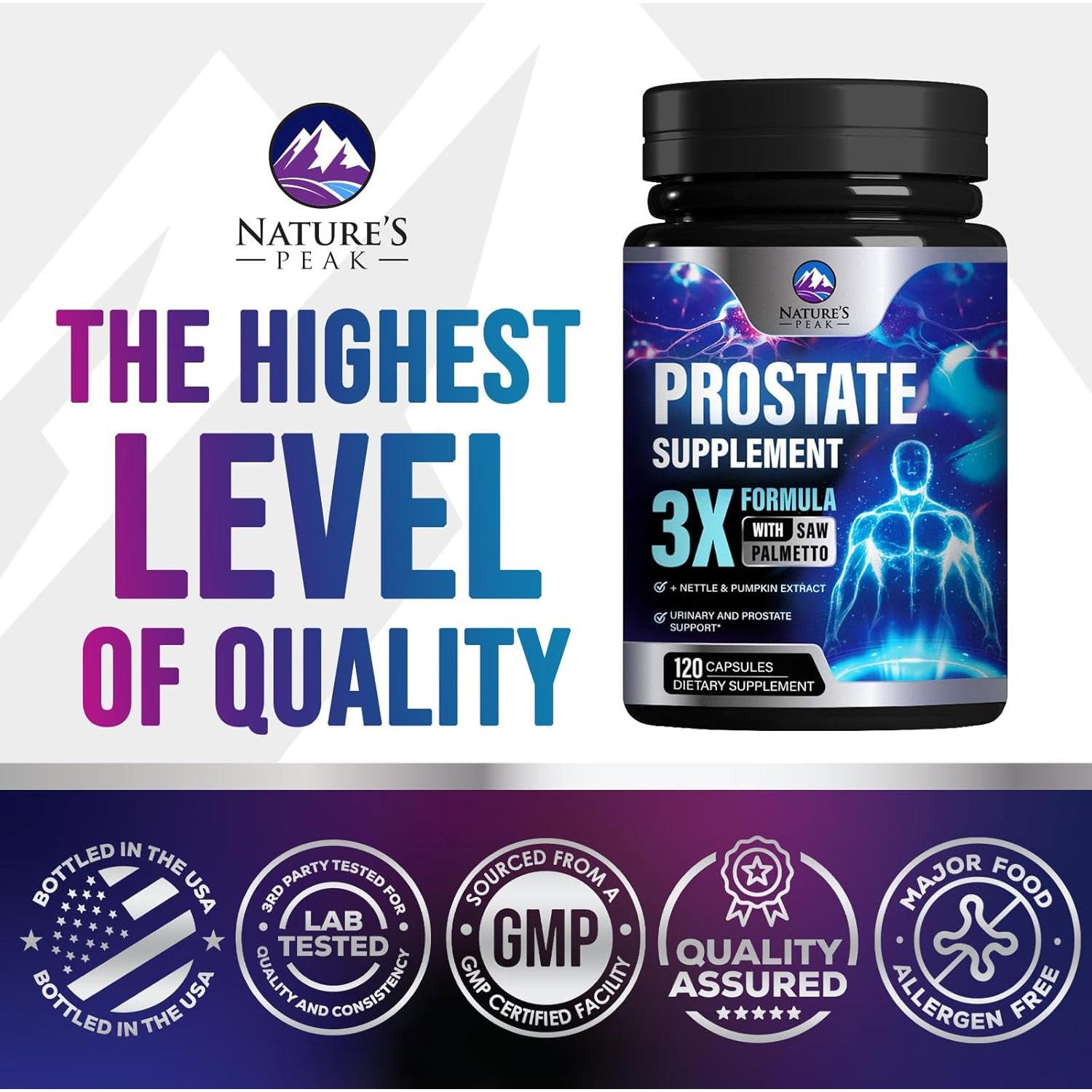 Suplemento Prostático Nature's Peak 120 Cápsulas 3X Salud Urinaria