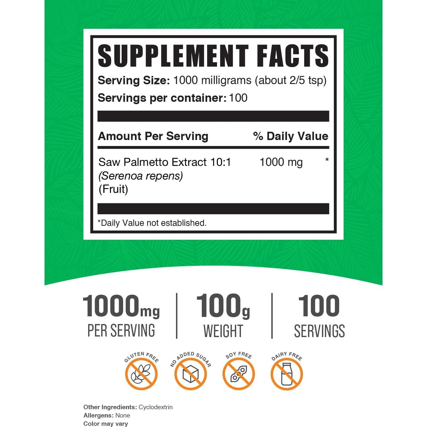 Extracto de Palma Enana en Polvo BulkSupplements 100g Vegano