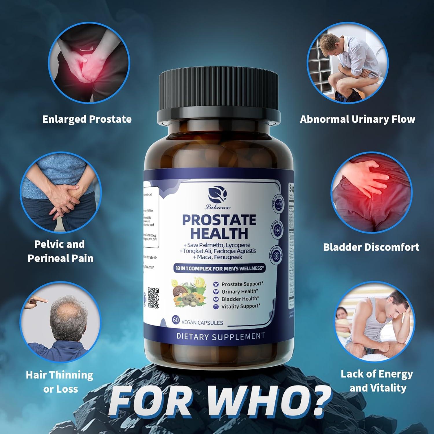Suplemento Prostático Lukaree 60 Cápsulas 18 en 1 DHT