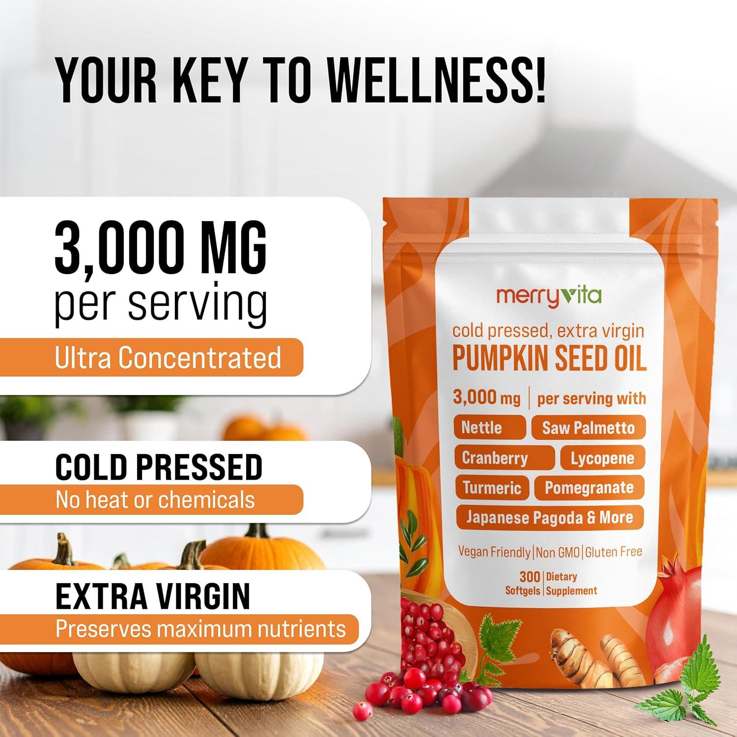 Aceite de Semilla de Calabaza Merry Vita 3000mg 300 Cápsulas