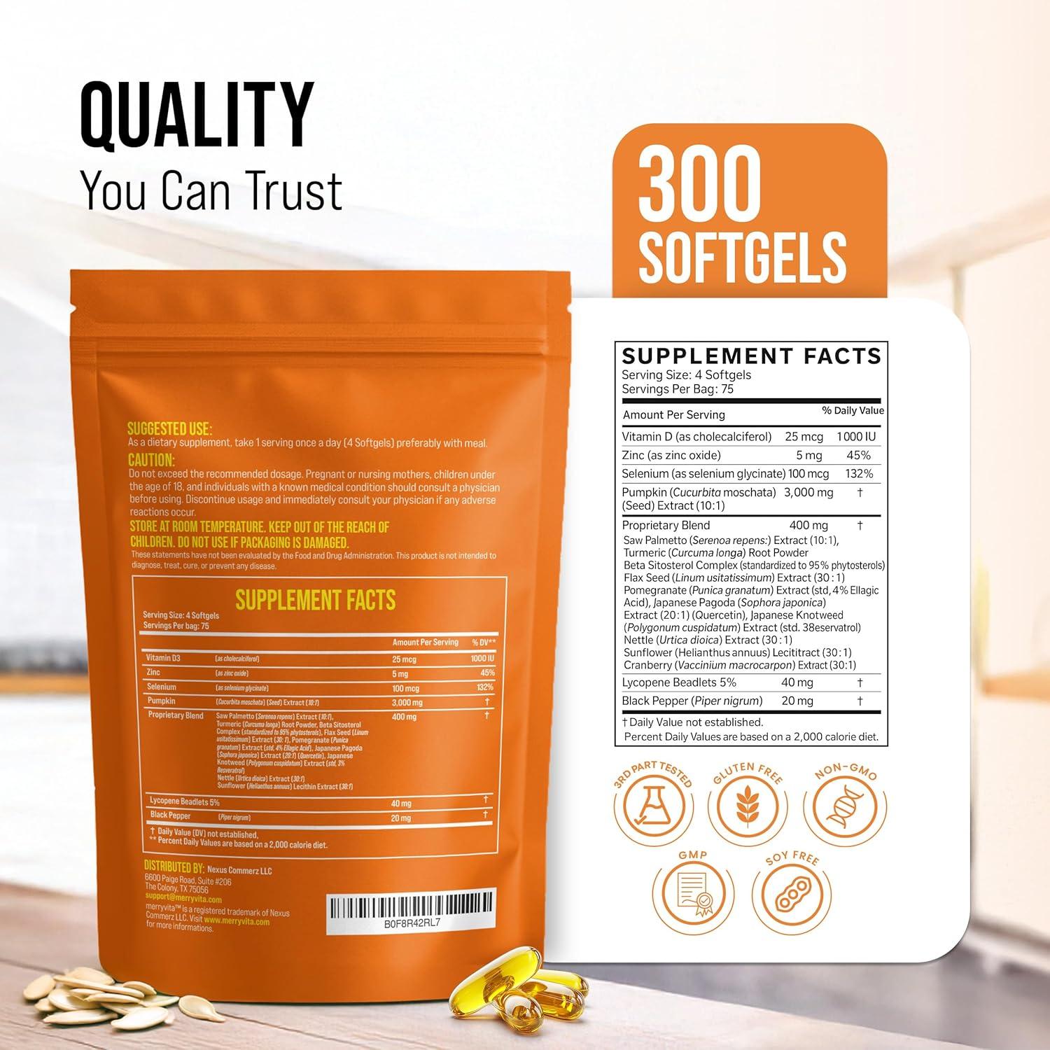 Aceite de Semilla de Calabaza Merry Vita 3000mg 300 Cápsulas