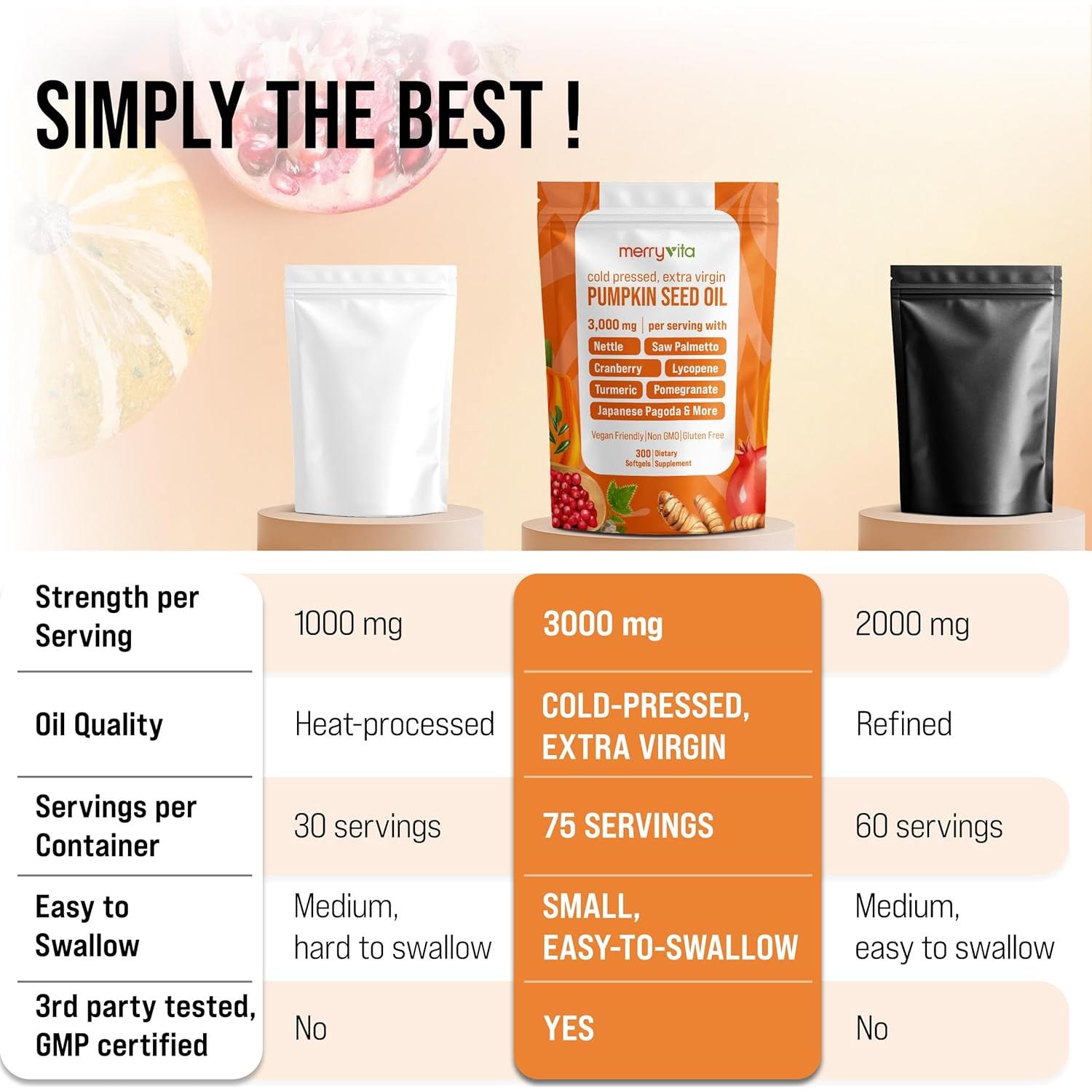 Aceite de Semilla de Calabaza Merry Vita 3000mg 300 Cápsulas