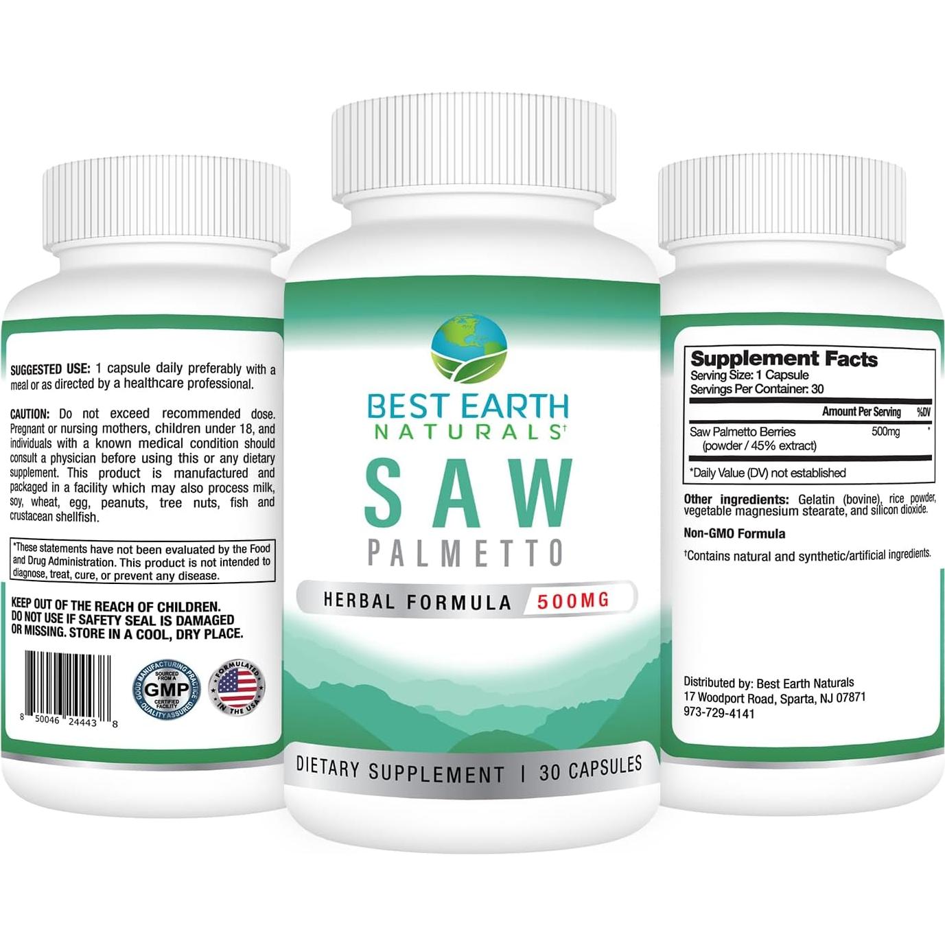 Saw Palmetto 500 mg Mejores Naturales - Apoyo Cabello y Próstata