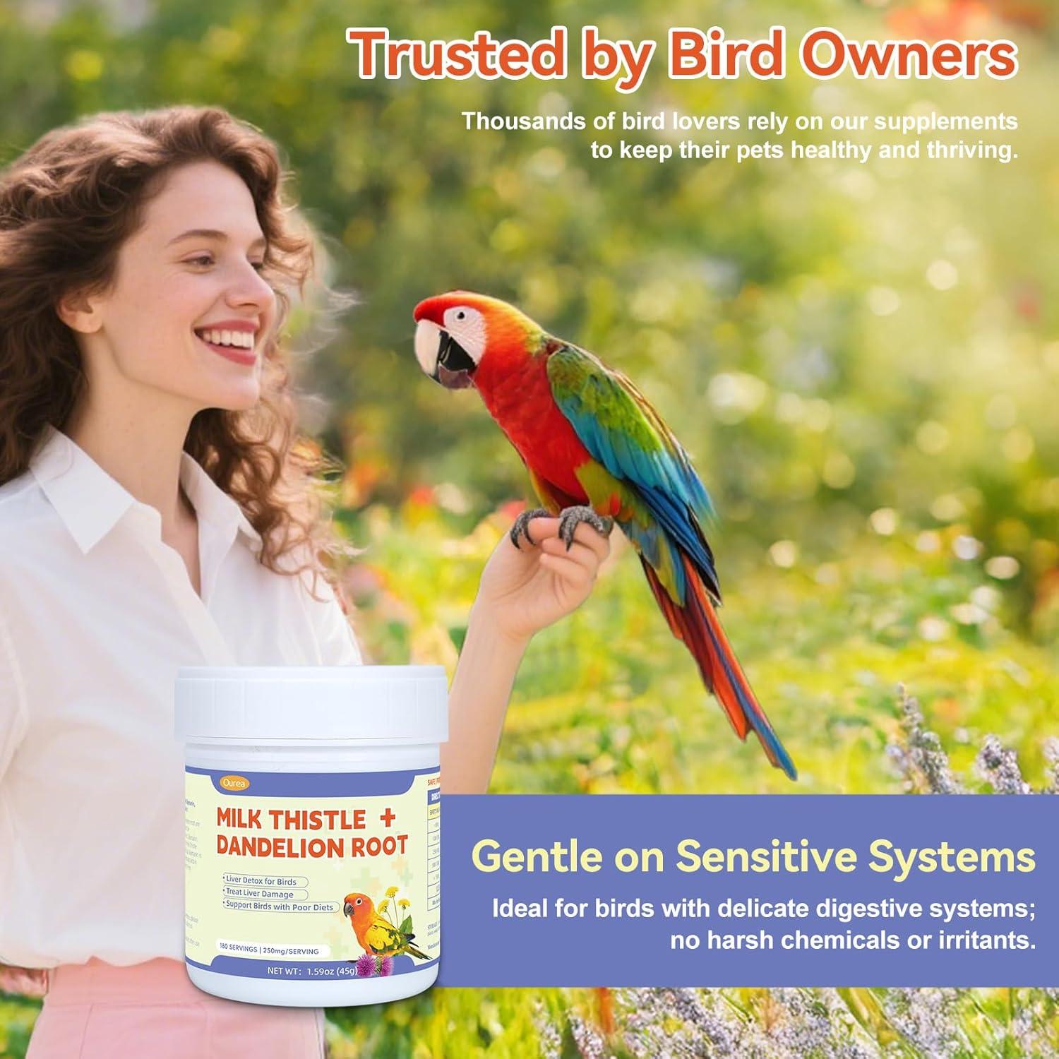 Suplemento Herbal Ourea para Aves - Cardo Mariano y Diente de León, 180 Porciones