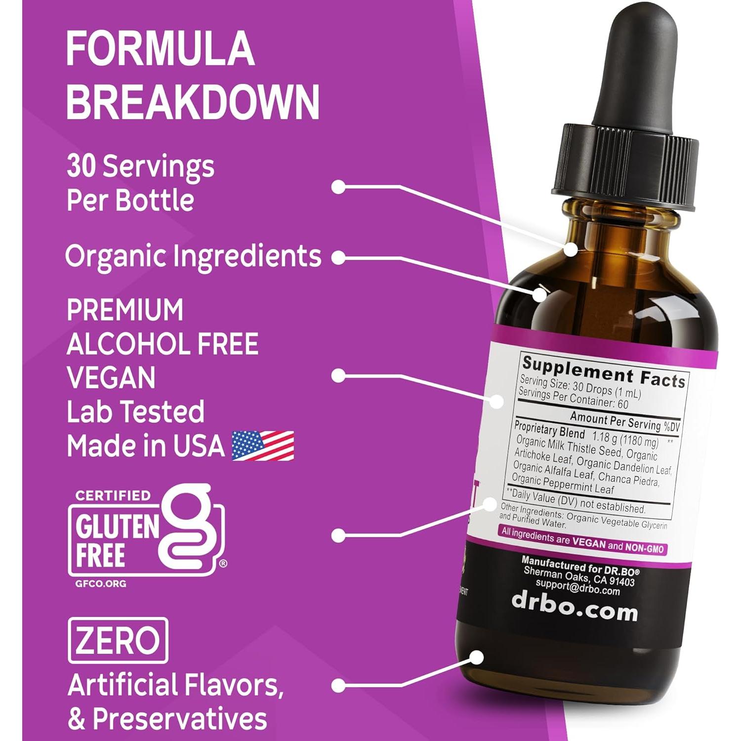 Suplemento Hepático Orgánico DR. BO 59.15ml - Gotas Desintoxicantes