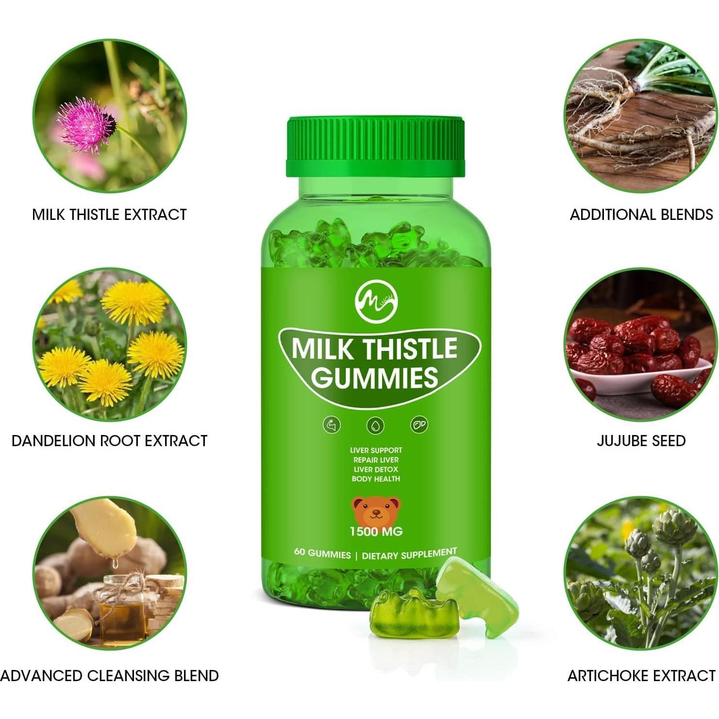Gomitas de Cardo Mariano M inch - 60 Unidades para Limpieza Hepática