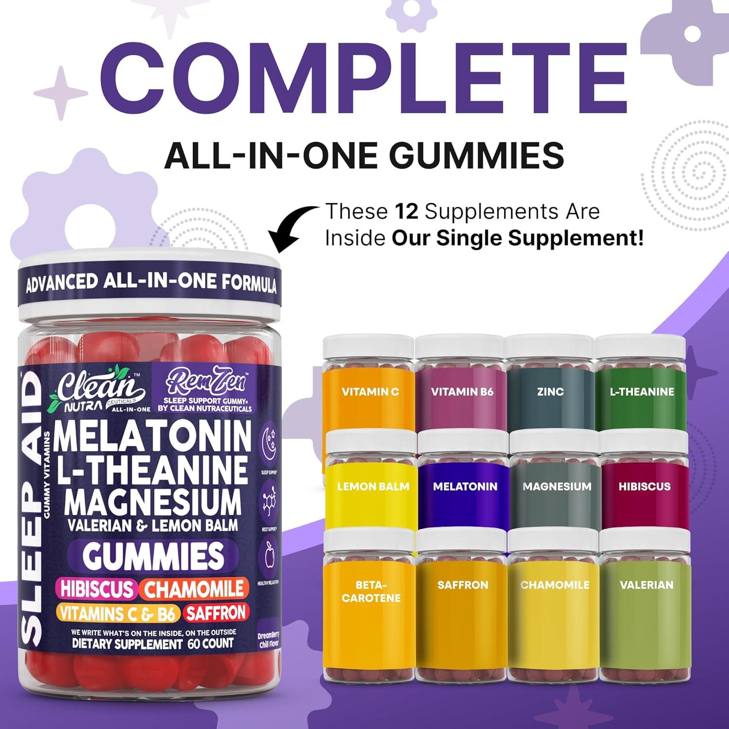 Gominolas Clean Nutra Melatonina 10mg Magnesio 60 Unidades