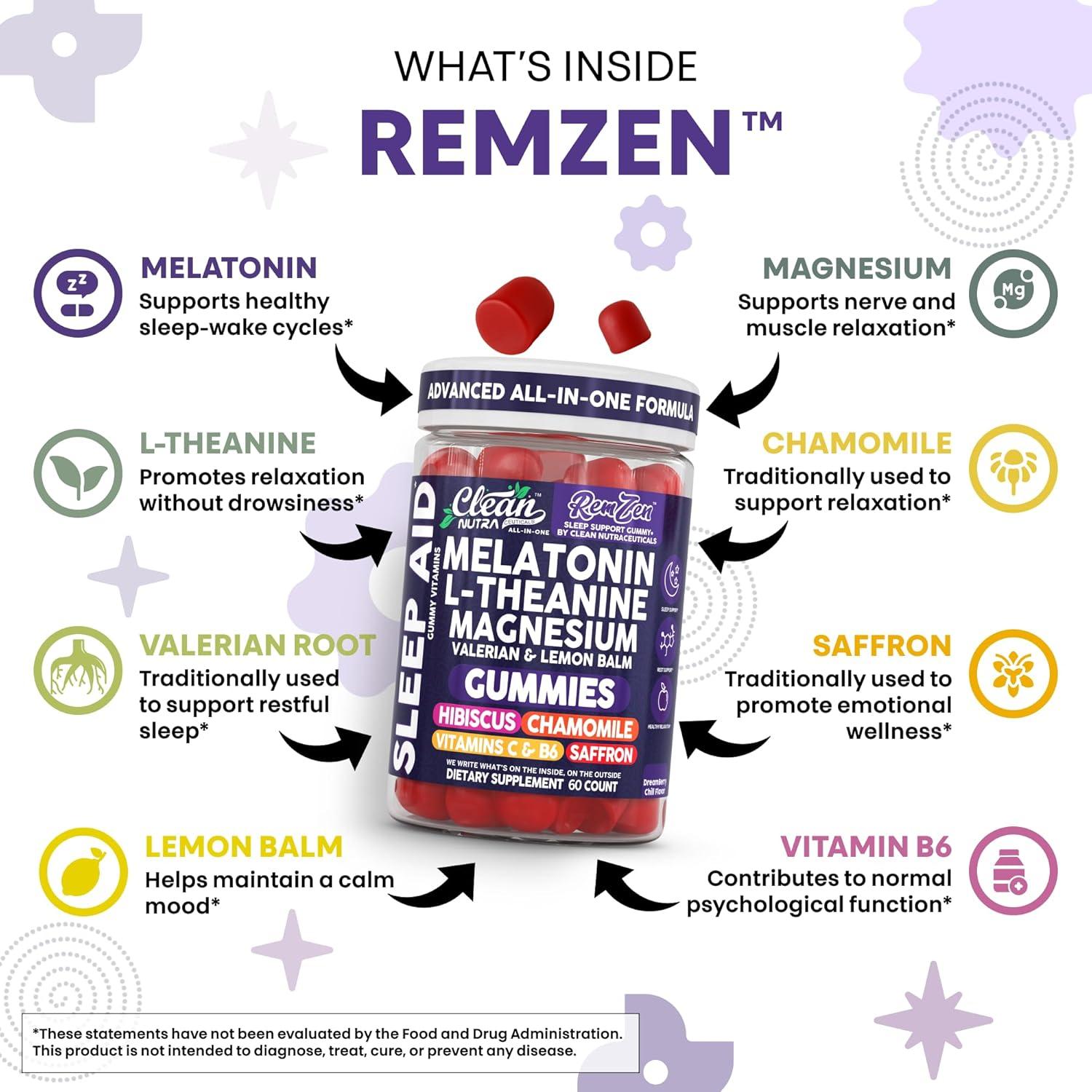 Gominolas Clean Nutra Melatonina 10mg Magnesio 60 Unidades