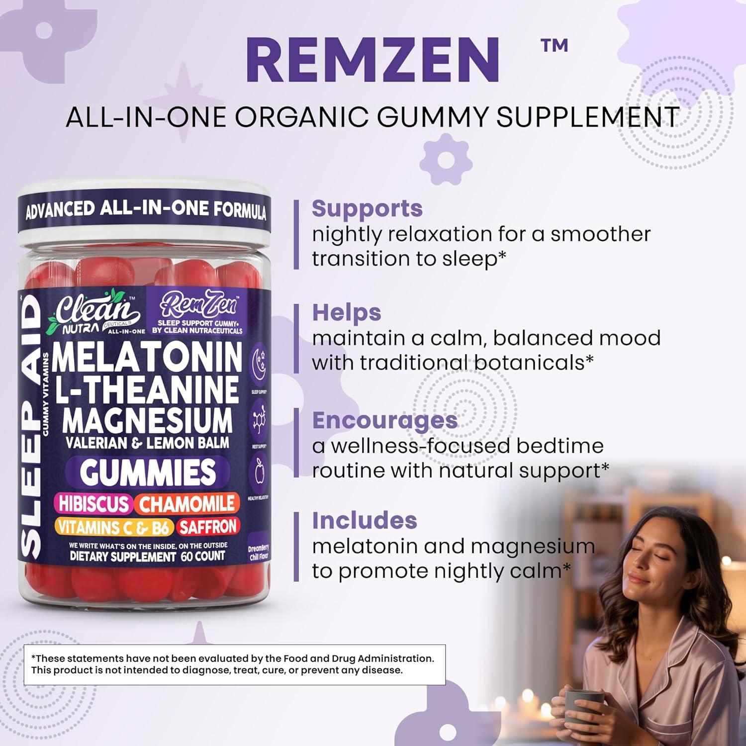 Gominolas Clean Nutra Melatonina 10mg Magnesio 60 Unidades