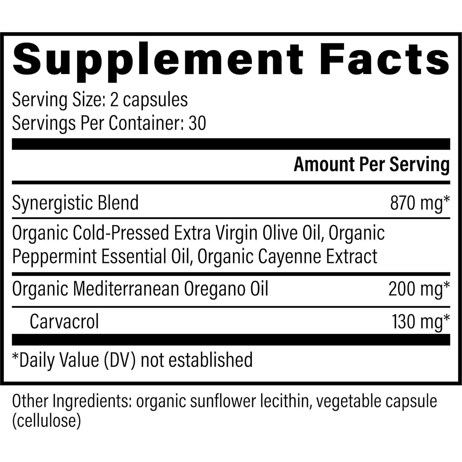 Cápsulas de Aceite de Orégano Orgánico Centro de Sanación 60 Unidades