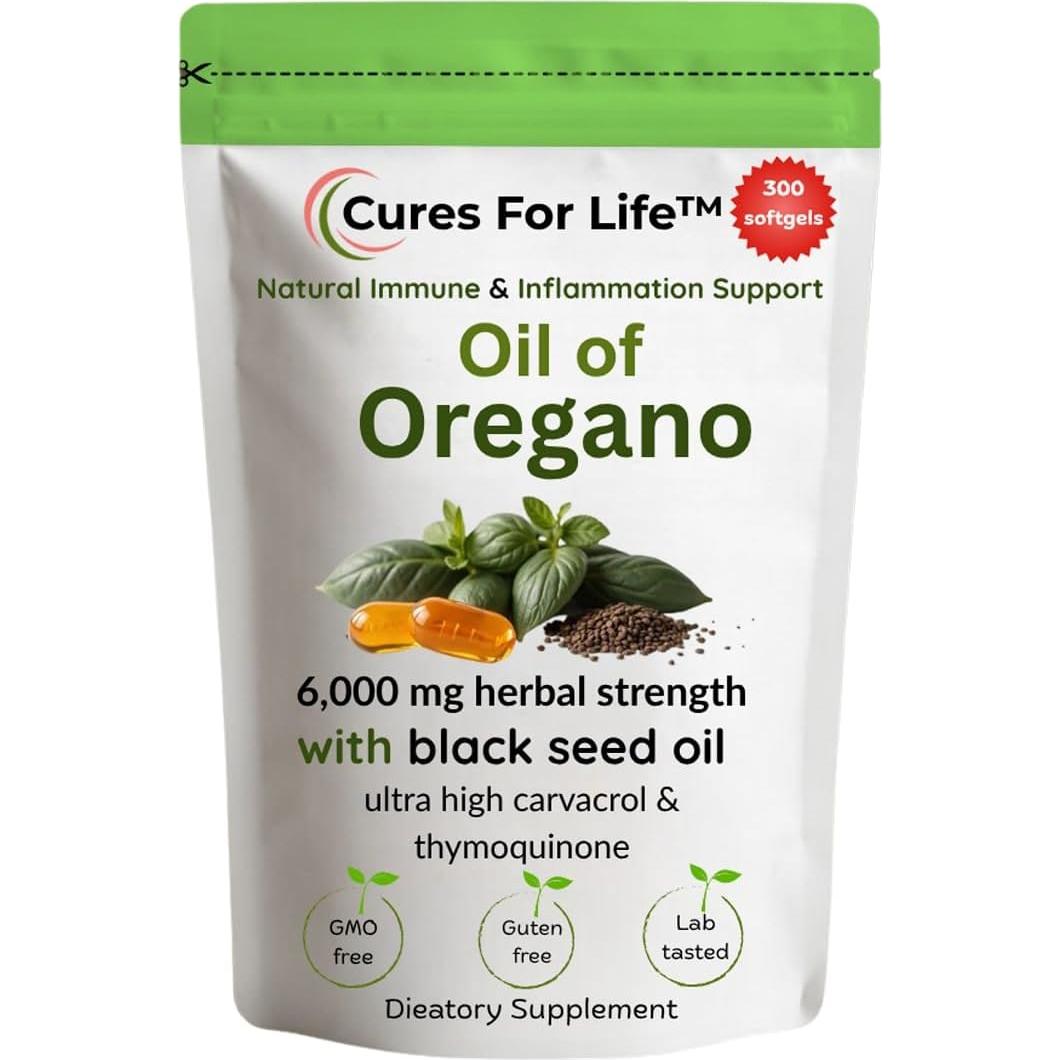 Aceite de Orégano Softgels Cures For Life 6000mg 300 Unidades