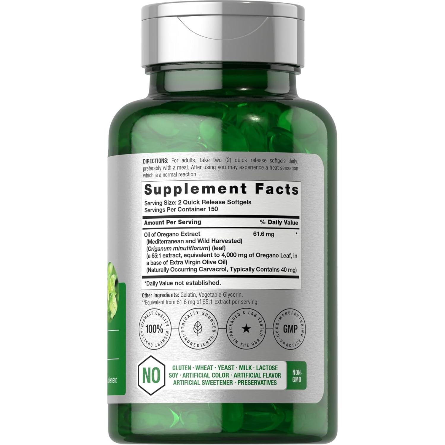 Aceite de Orégano Horbäach 4000mg | 300 Cápsulas Blandas | Suplemento Natural