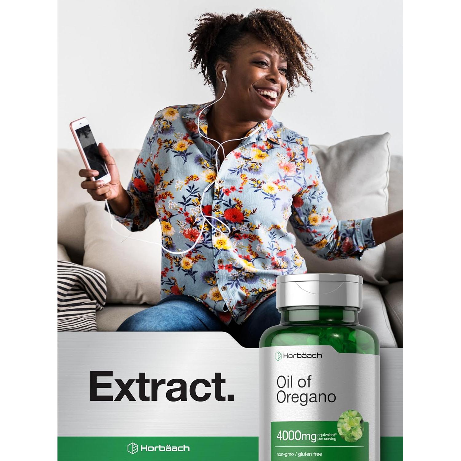 Aceite de Orégano Horbäach 4000mg | 300 Cápsulas Blandas | Suplemento Natural