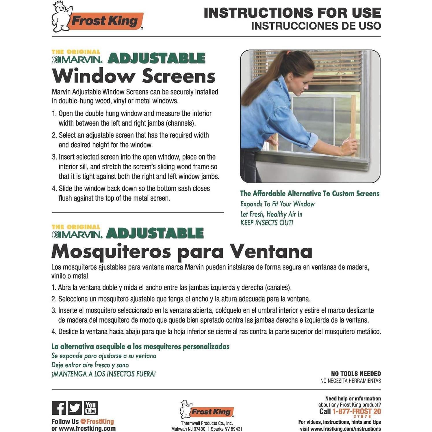 Pantalla de Ventana Ajustable Frost King AWS1045 25.4 cm Alto