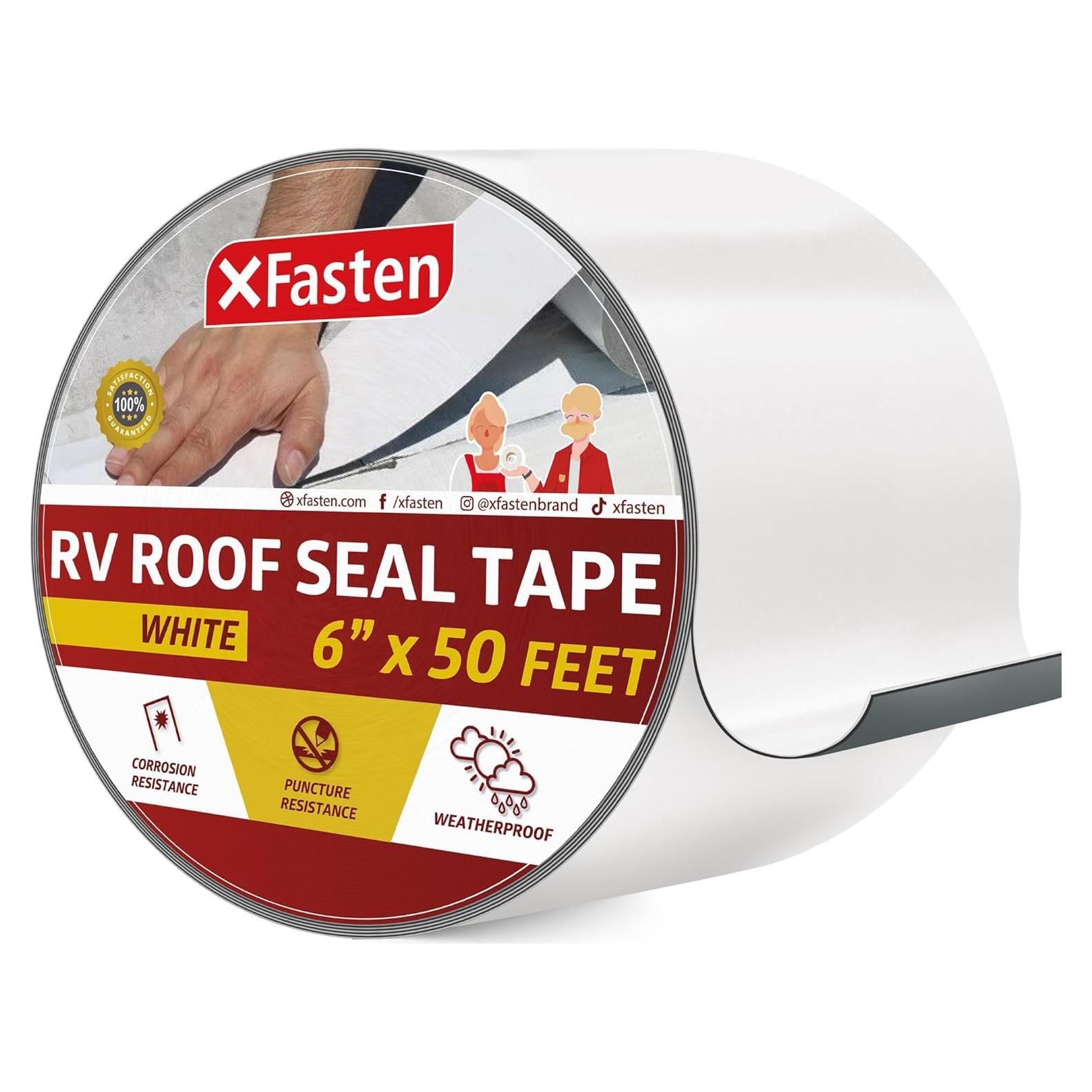 Cinta de Reparación Impermeable XFasten 15.24cm x 15.24m para Techo de RV