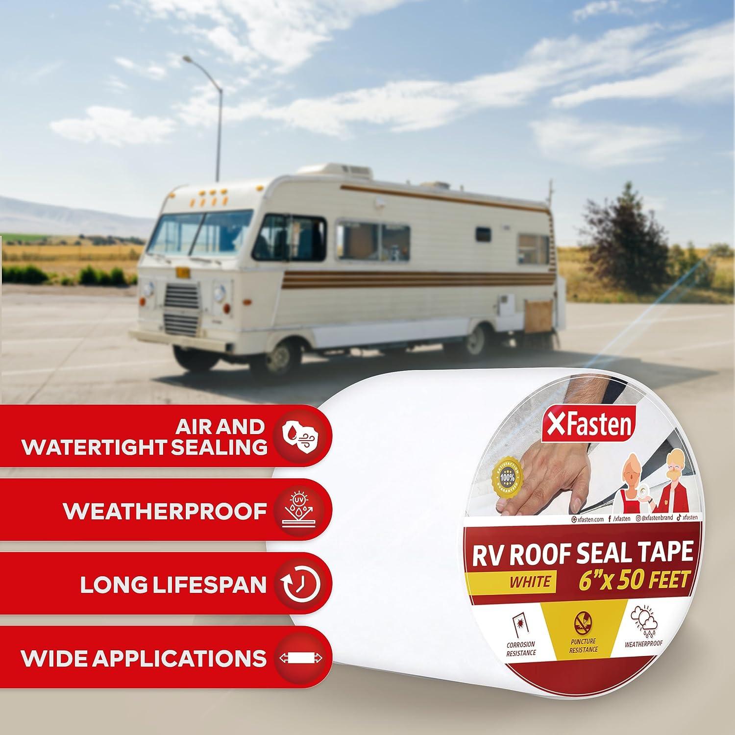 Cinta de Reparación Impermeable XFasten 15.24cm x 15.24m para Techo de RV