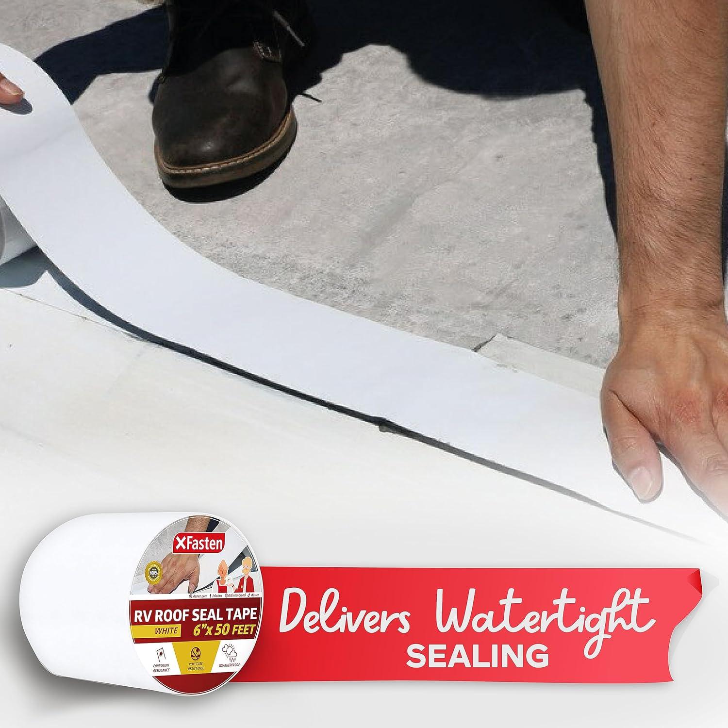 Cinta de Reparación Impermeable XFasten 15.24cm x 15.24m para Techo de RV