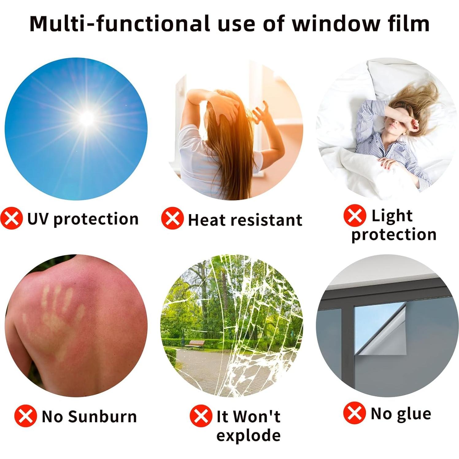 Película de Privacidad JAYONG 44.5x199.8cm Control Calor