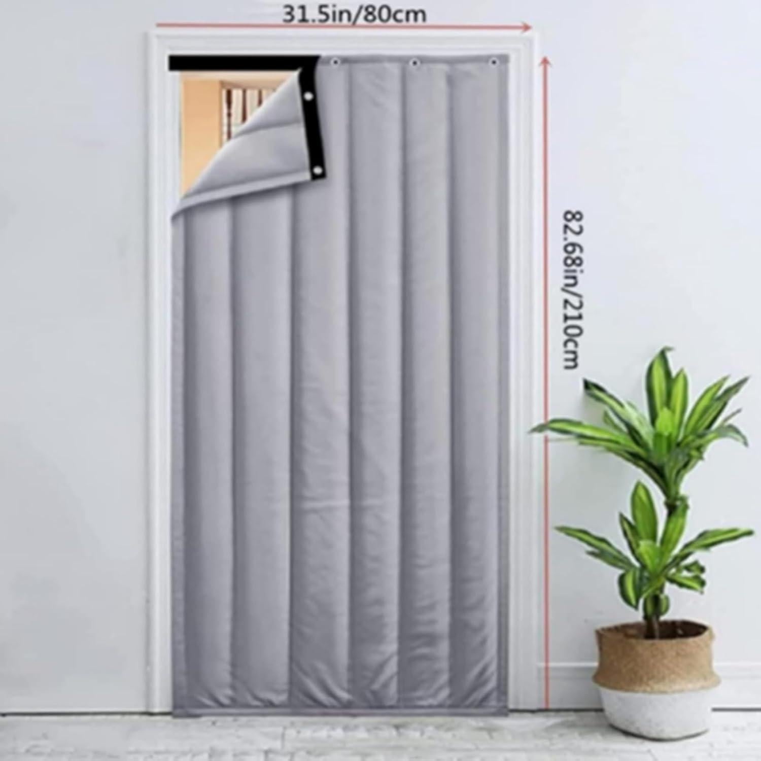 Cortina de Puerta Aislante Térmica Buokaiw 80x210 cm Gris