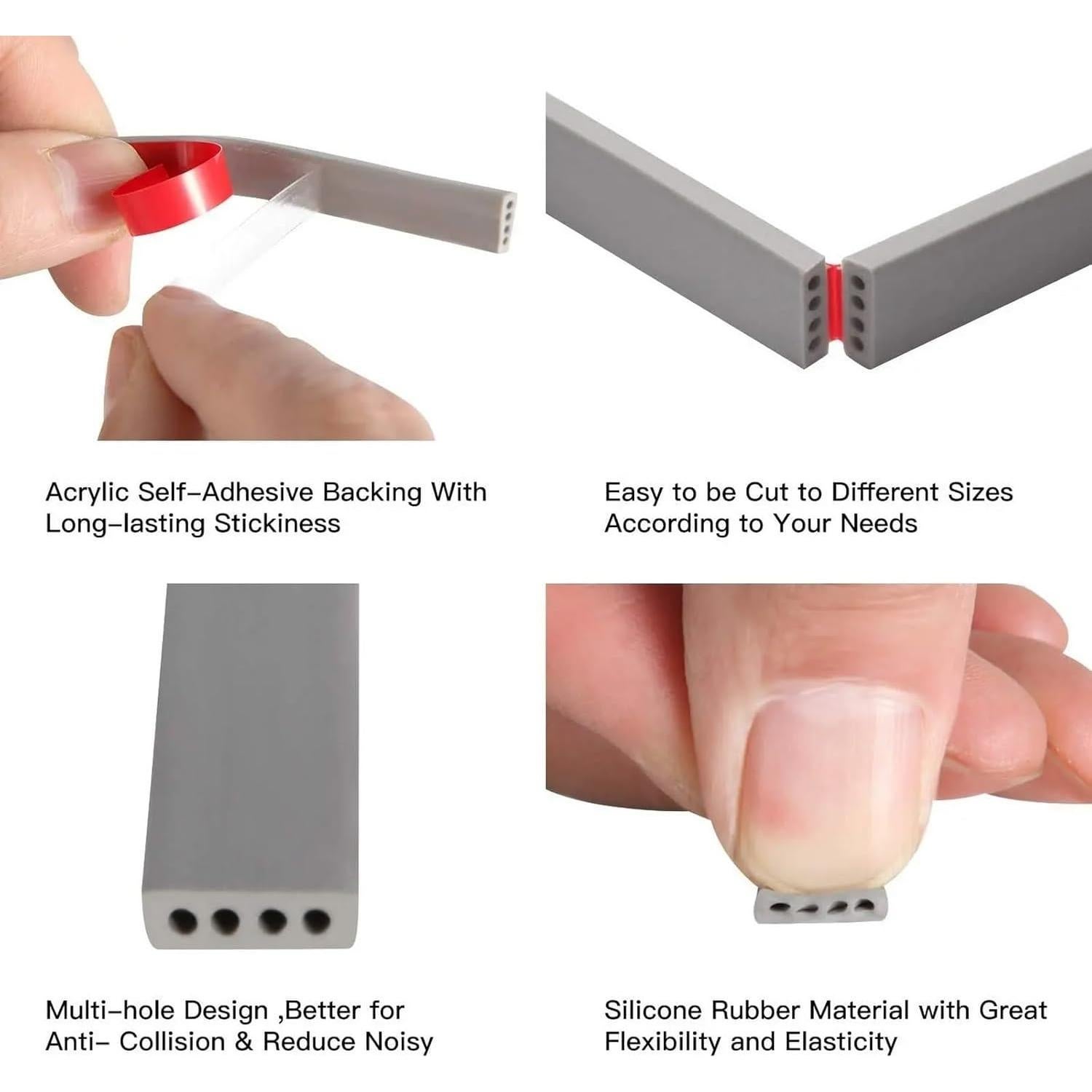 Tira de Sello de Silicona JHCBKFF 6m Gris Aislante Acústico