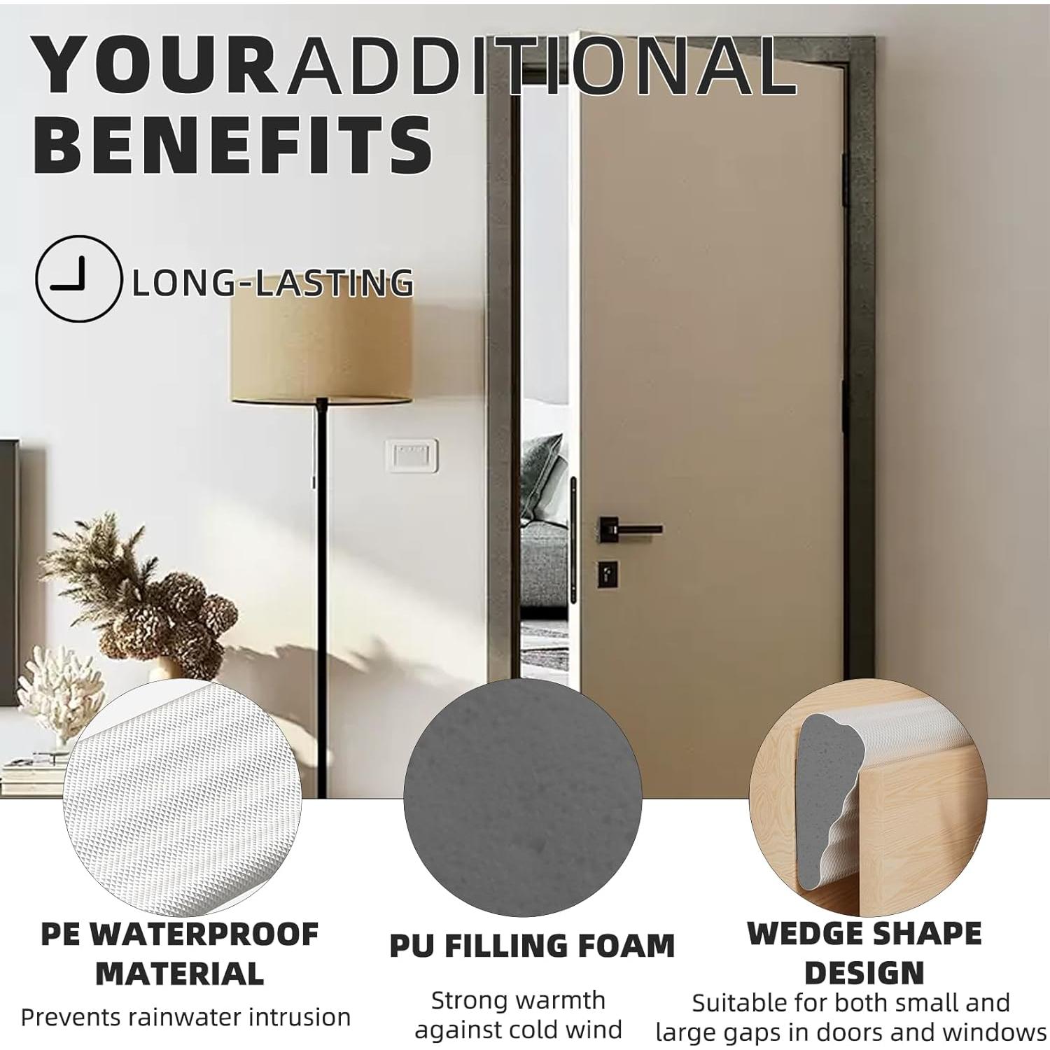 Sellador de Clima Conwang 2 Pcs 497 cm Negro Aislamiento