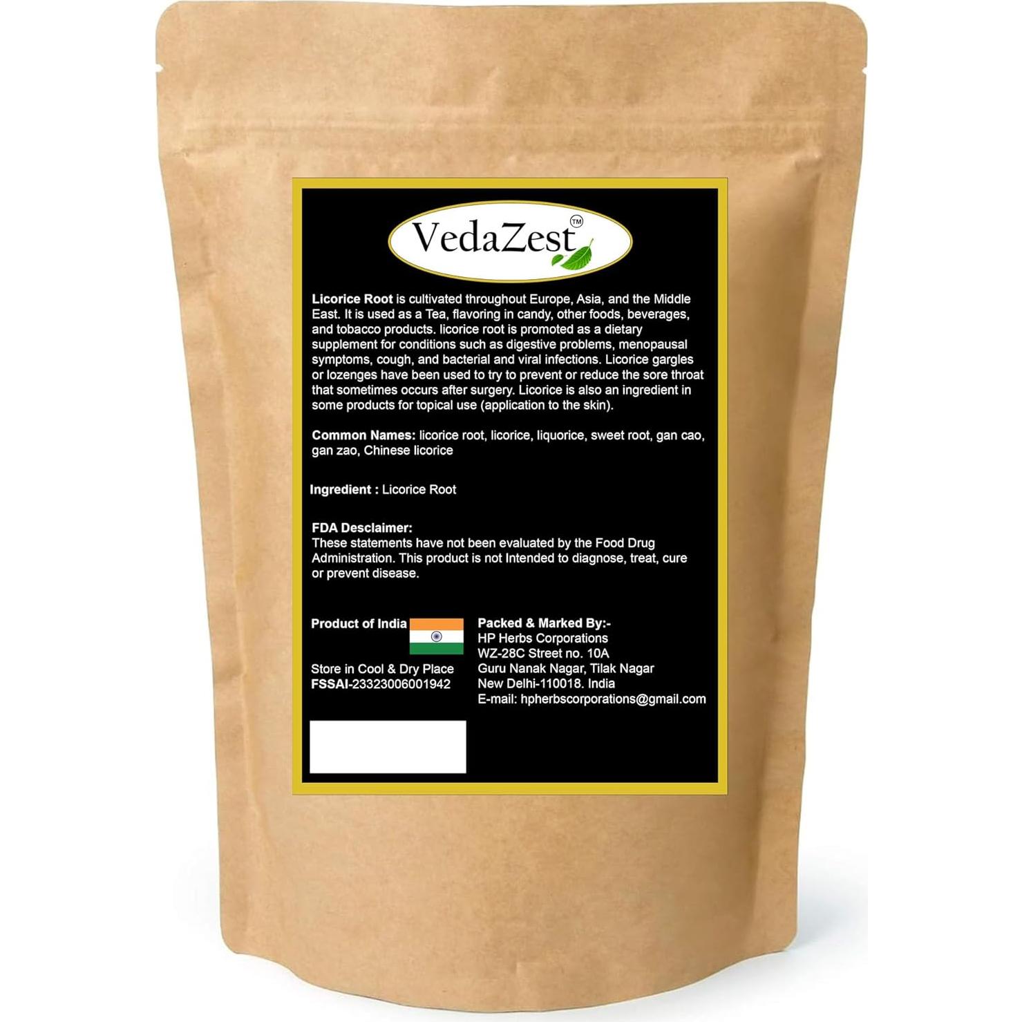 Raíz de Regaliz Natural VedaZest 100g - Té Orgánico para Salud