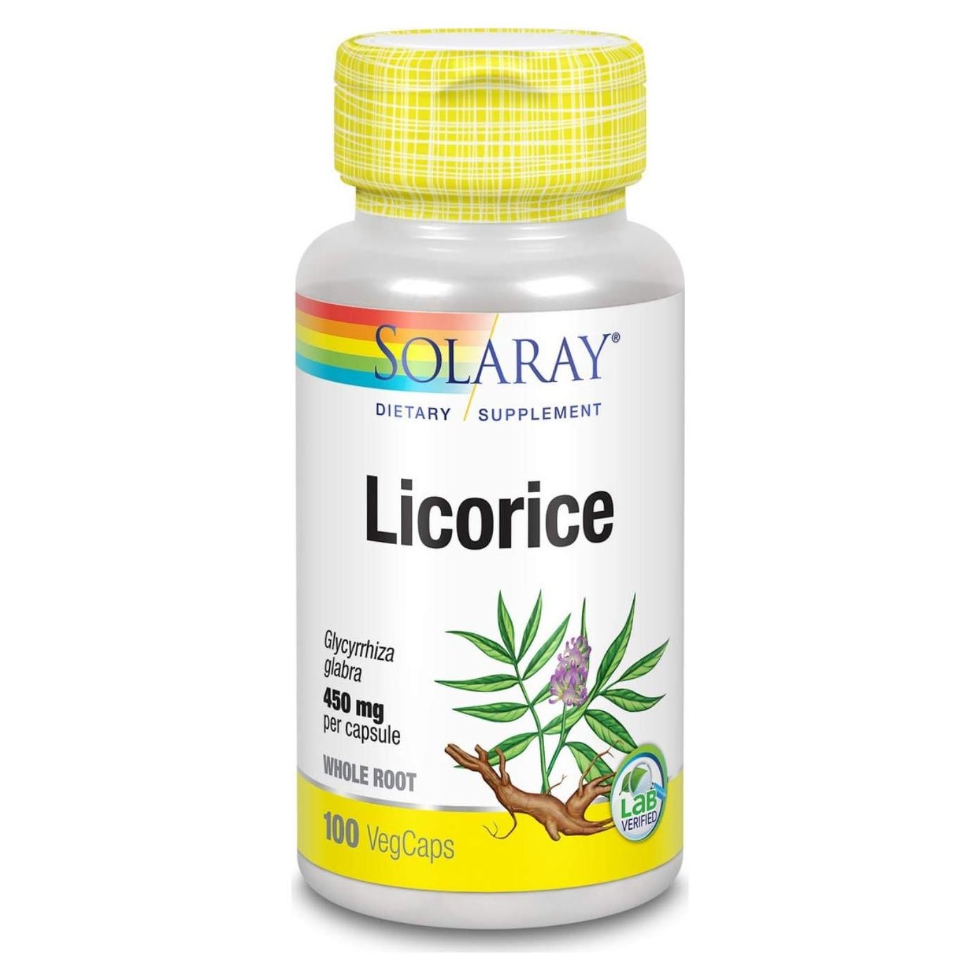 Suplemento de Raíz de Regaliz Solaray 450 mg - 100 Cápsulas