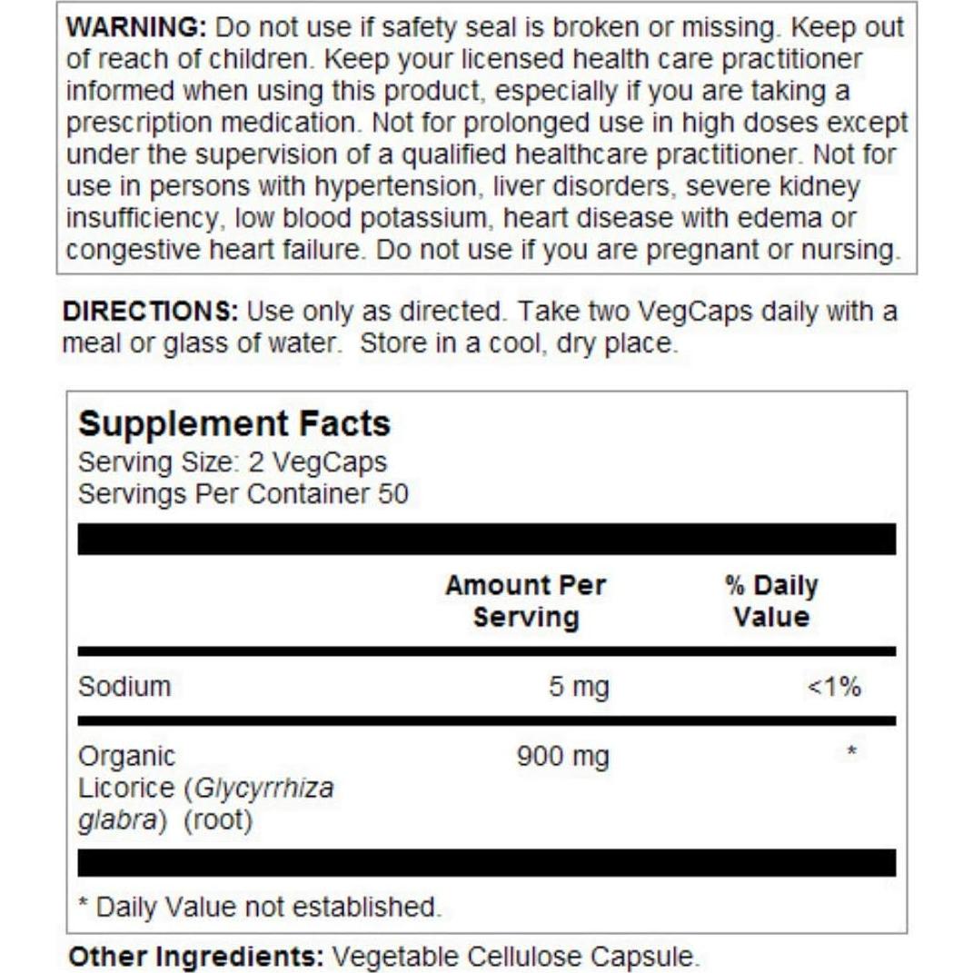 Suplemento de Raíz de Regaliz Solaray 450 mg - 100 Cápsulas