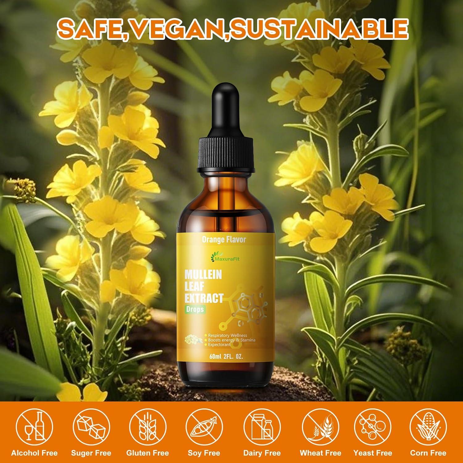 Gotas de Mullein MaxuraFit 59 ml - Suplemento Respiratorio Vegano