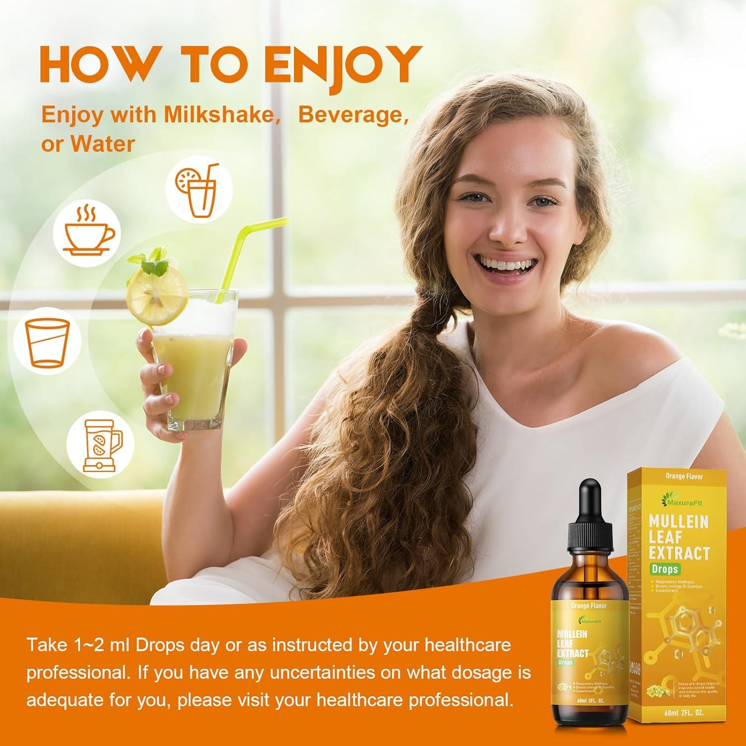 Gotas de Mullein MaxuraFit 59 ml - Suplemento Respiratorio Vegano