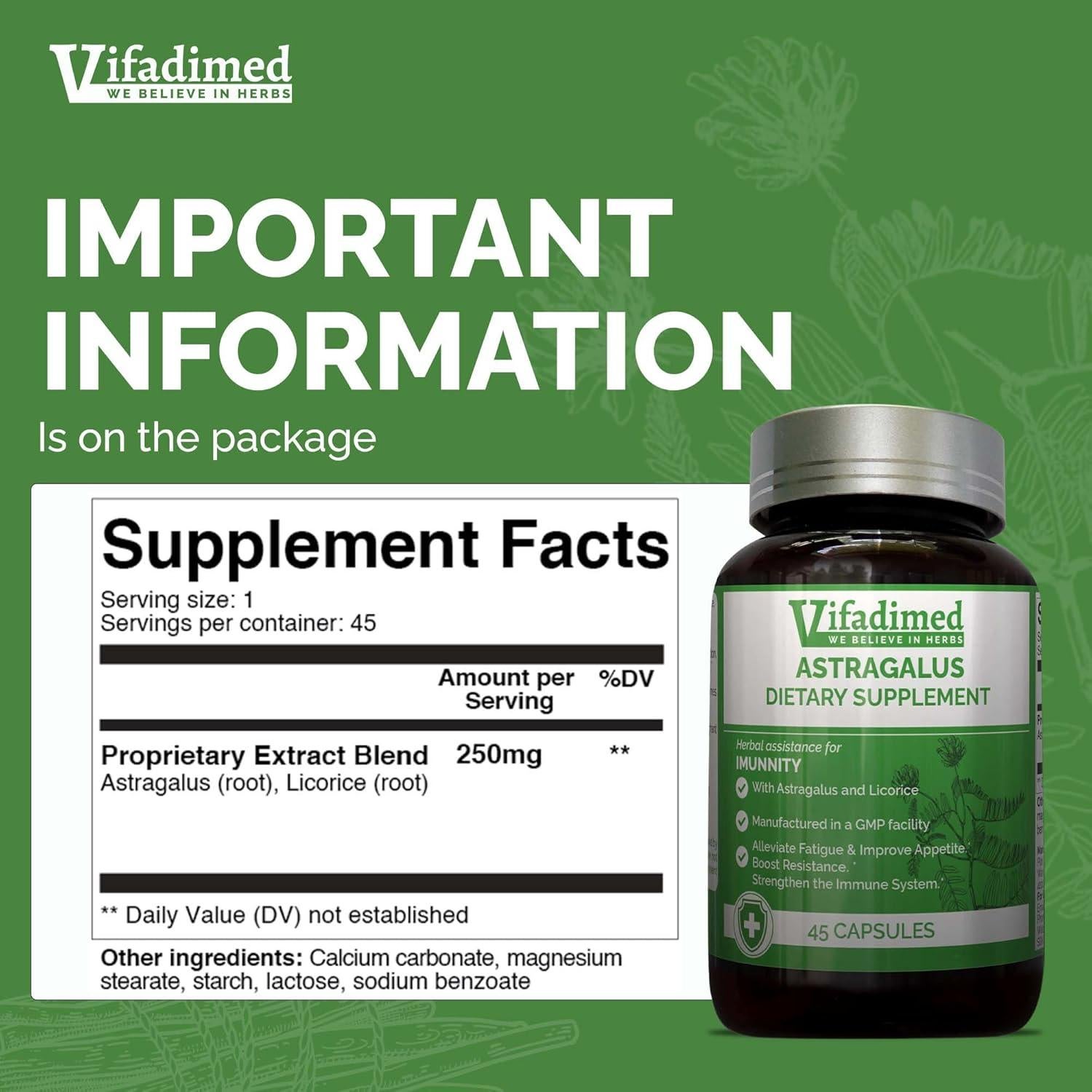 Extracto de Raíz de Astrágalo Vifadimed - 90 Cápsulas Inmunidad