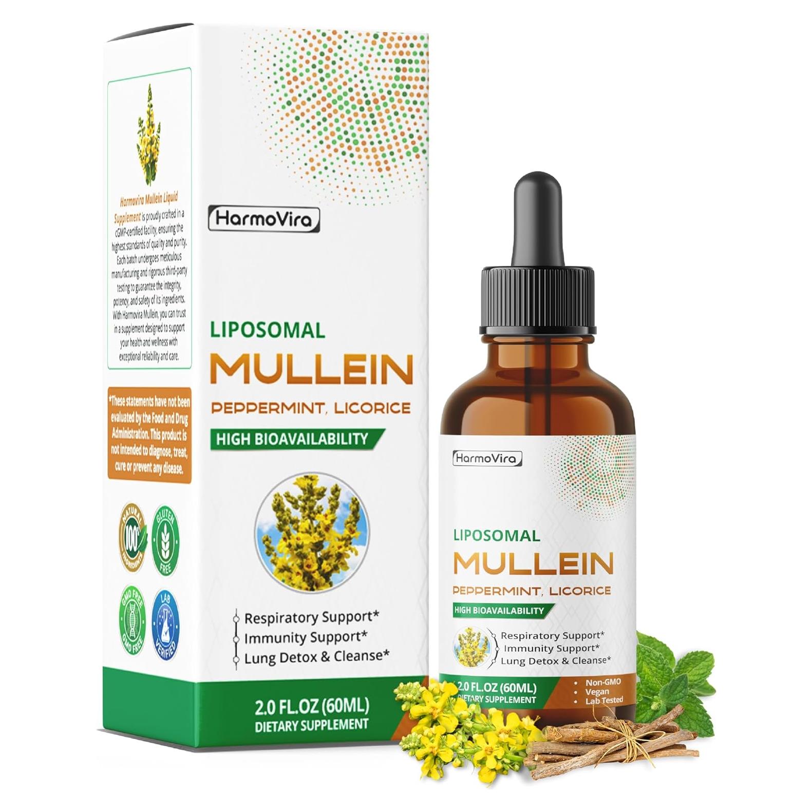 Suplemento Líquido HarmoVira Mullein 60ml - Soporte Respiratorio