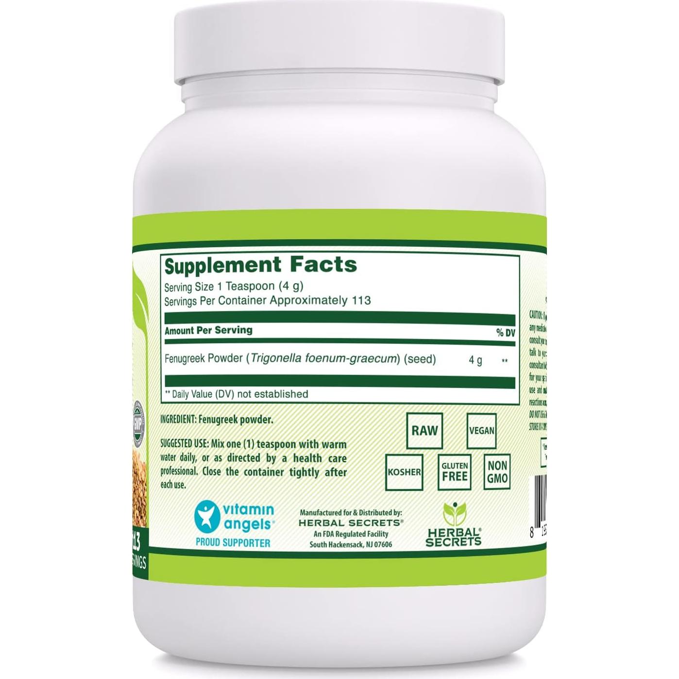 Suplemento de Polvo de Fenogreco Herbal Secrets 454g - 113 Porciones