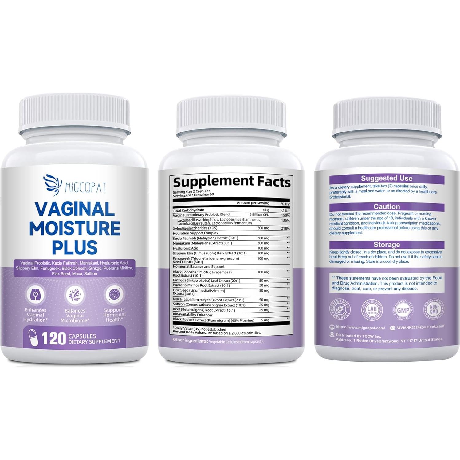 Cápsulas de Humedad Vaginal Migcopat - 120 Unidades Probioticos