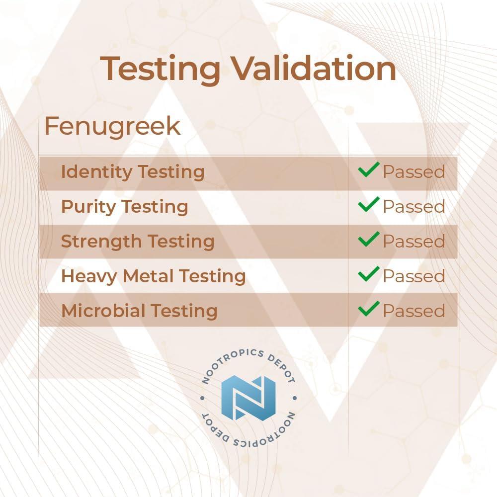 Cápsulas de Fenogreco Nootropics Depot 500mg 180 ct 3% Trigonelina