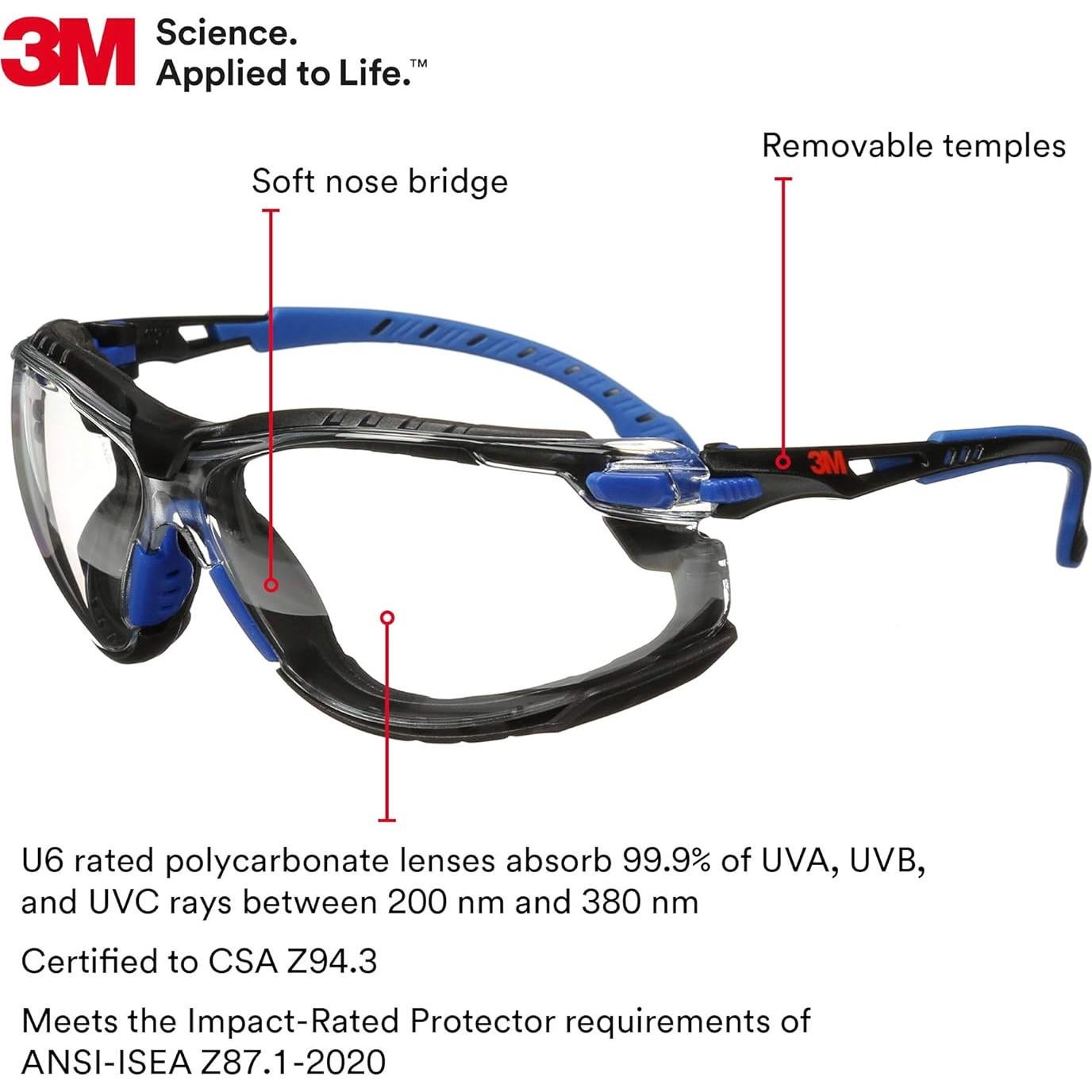 Gafas de Seguridad 3M Solus 1000 Lente Clara Anti-Niebla