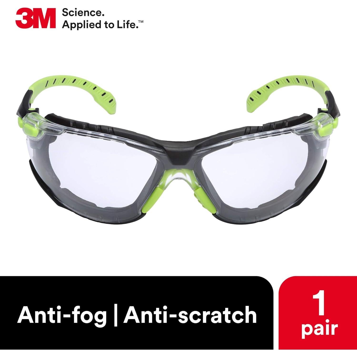 Gafas de Seguridad 3M Solus 1000 Lente Clara Marco Verde/Negro