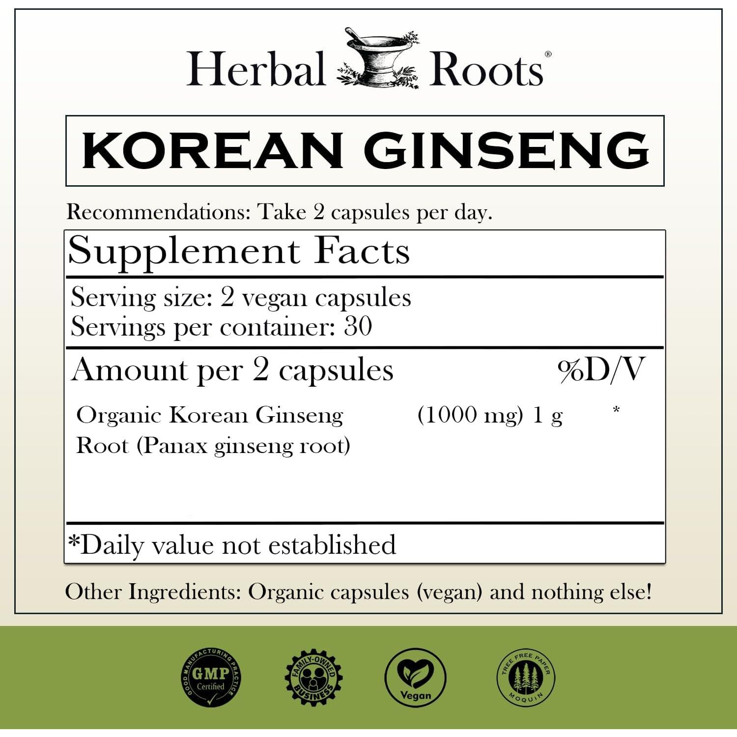Trío de Suplementos Herbales para Mujeres Herbal Roots - Arándano, Ginseng Coreano, Cohosh Negro