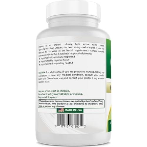 Extracto de Hoja de Orégano 1800 mg Mejor Naturales - 120 Cápsulas