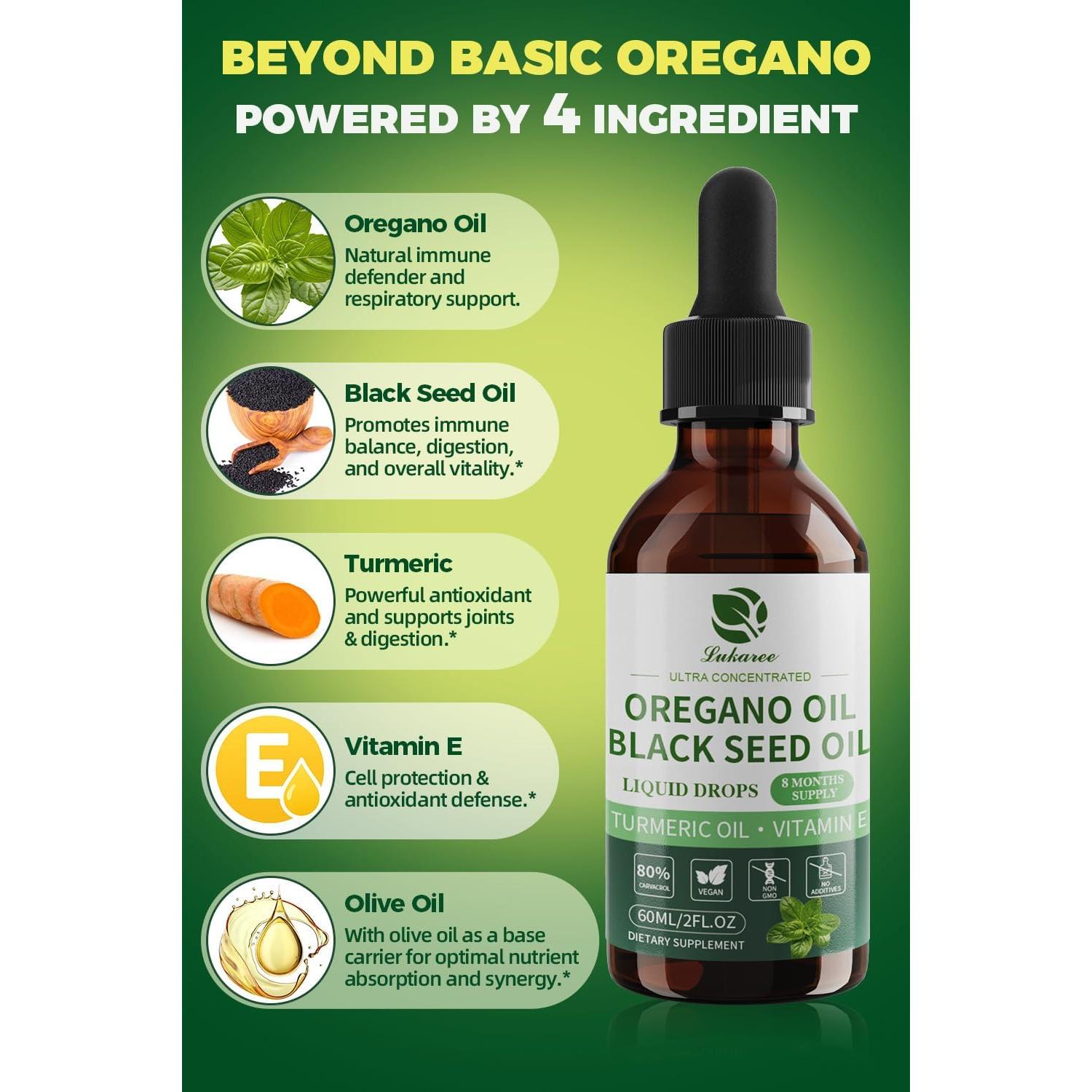 Aceite de Orégano 4 en 1 Lukaree 59.15 ml - Vegano y Natural