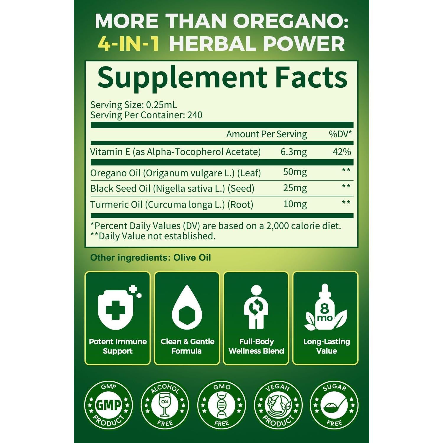 Aceite de Orégano 4 en 1 Lukaree 59.15 ml - Vegano y Natural