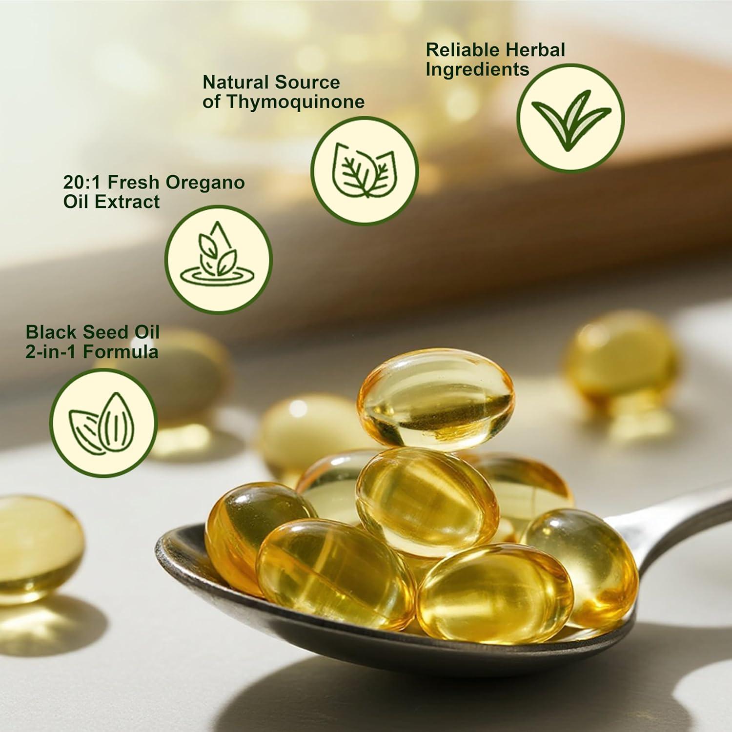 Suplemento de Aceite de Orégano y Semilla Negra WUJECT 180 Softgels